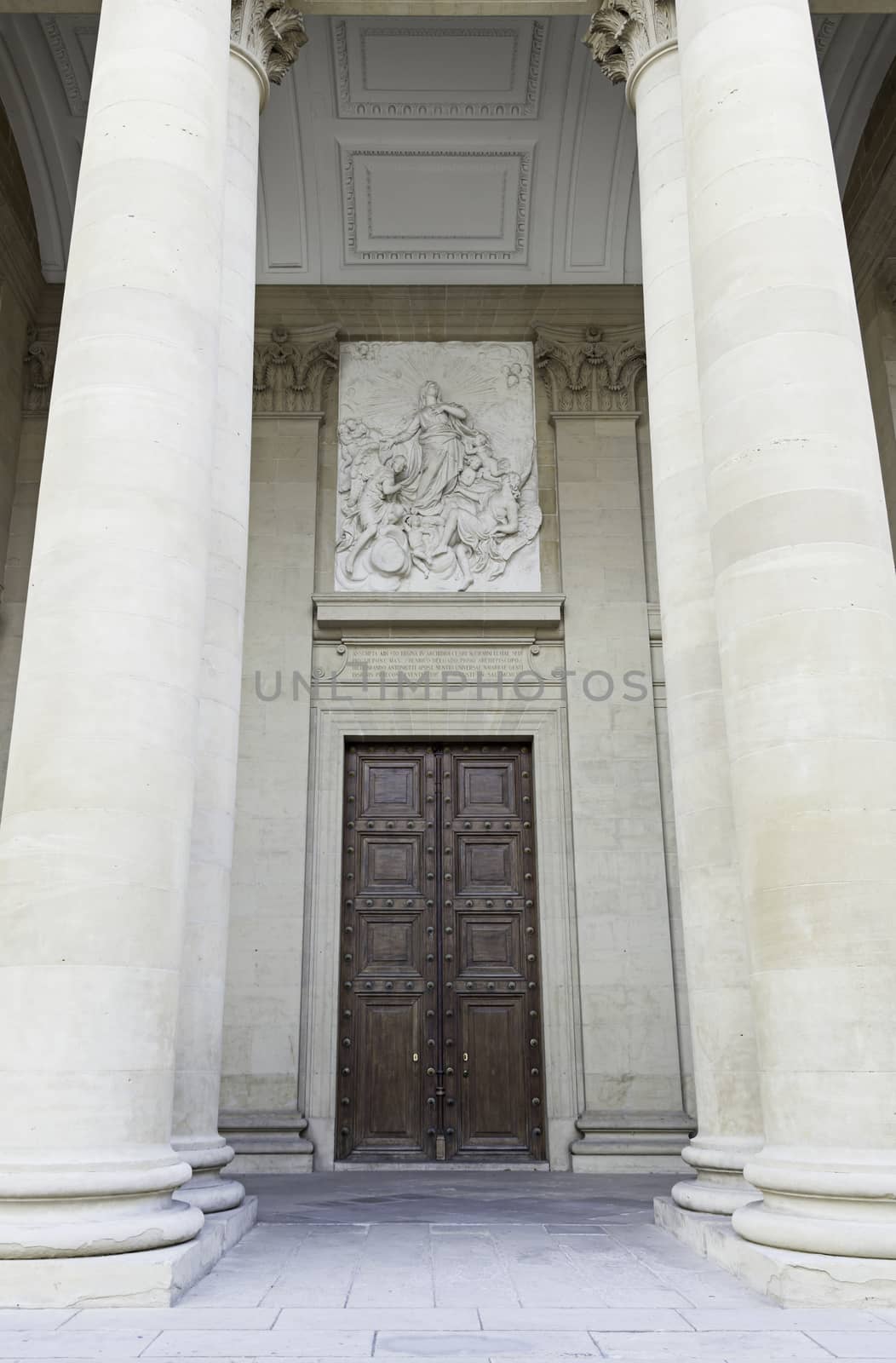 Old church door with columns, detail of a religios monument, art and architecture, tourism