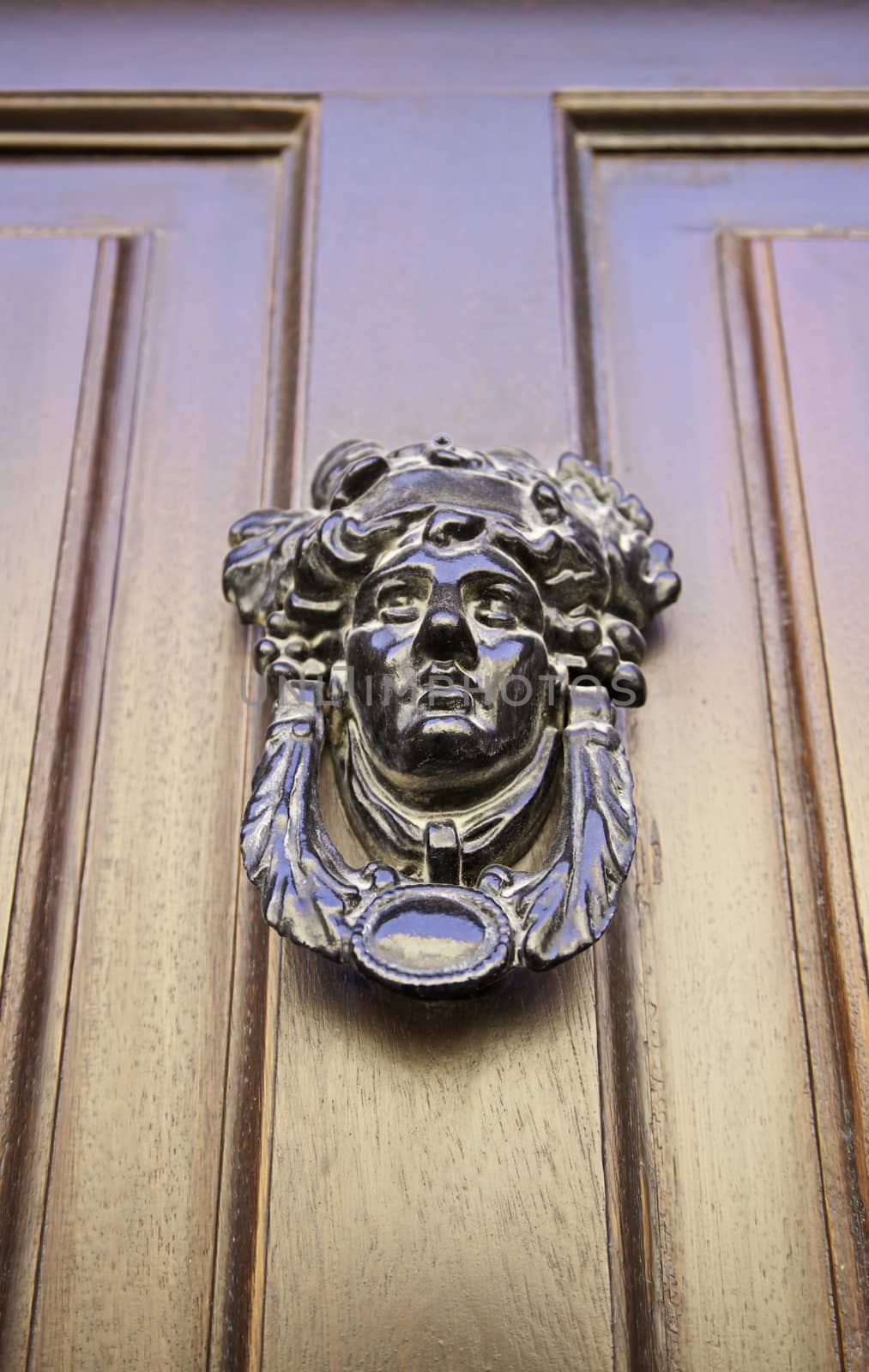 Former Victorian door, detail of an old door knocker in classic, detail