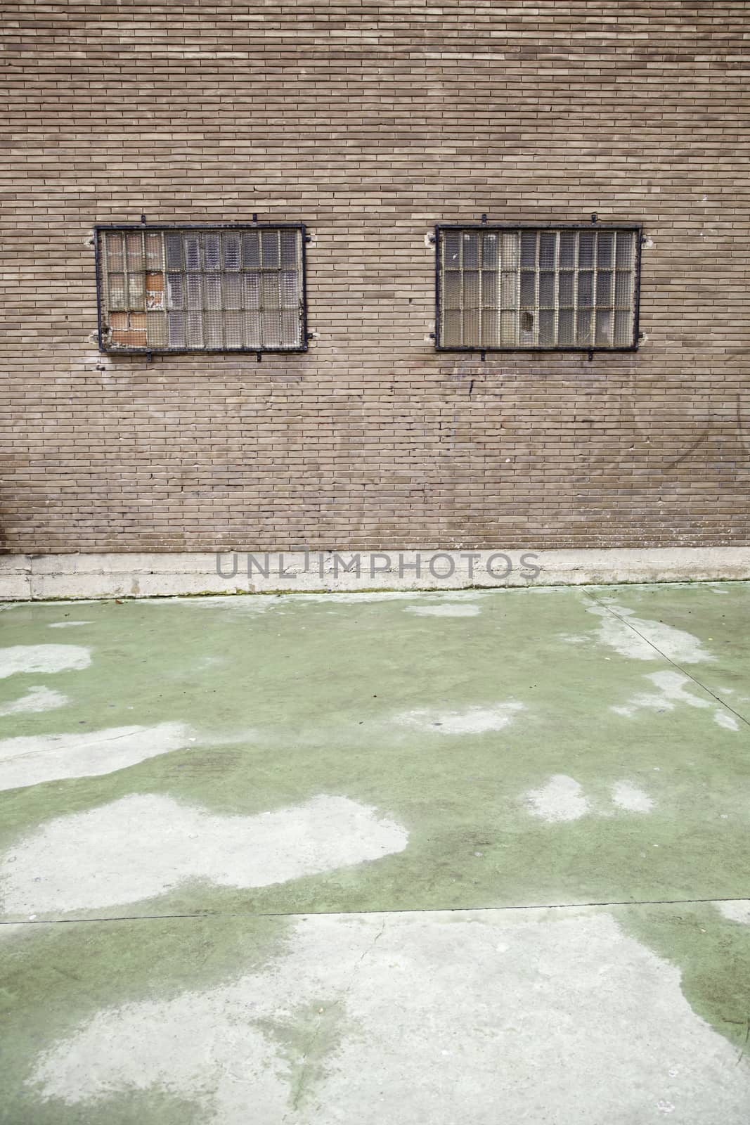 Backyard Window, detail of a courtyard with crime in the city