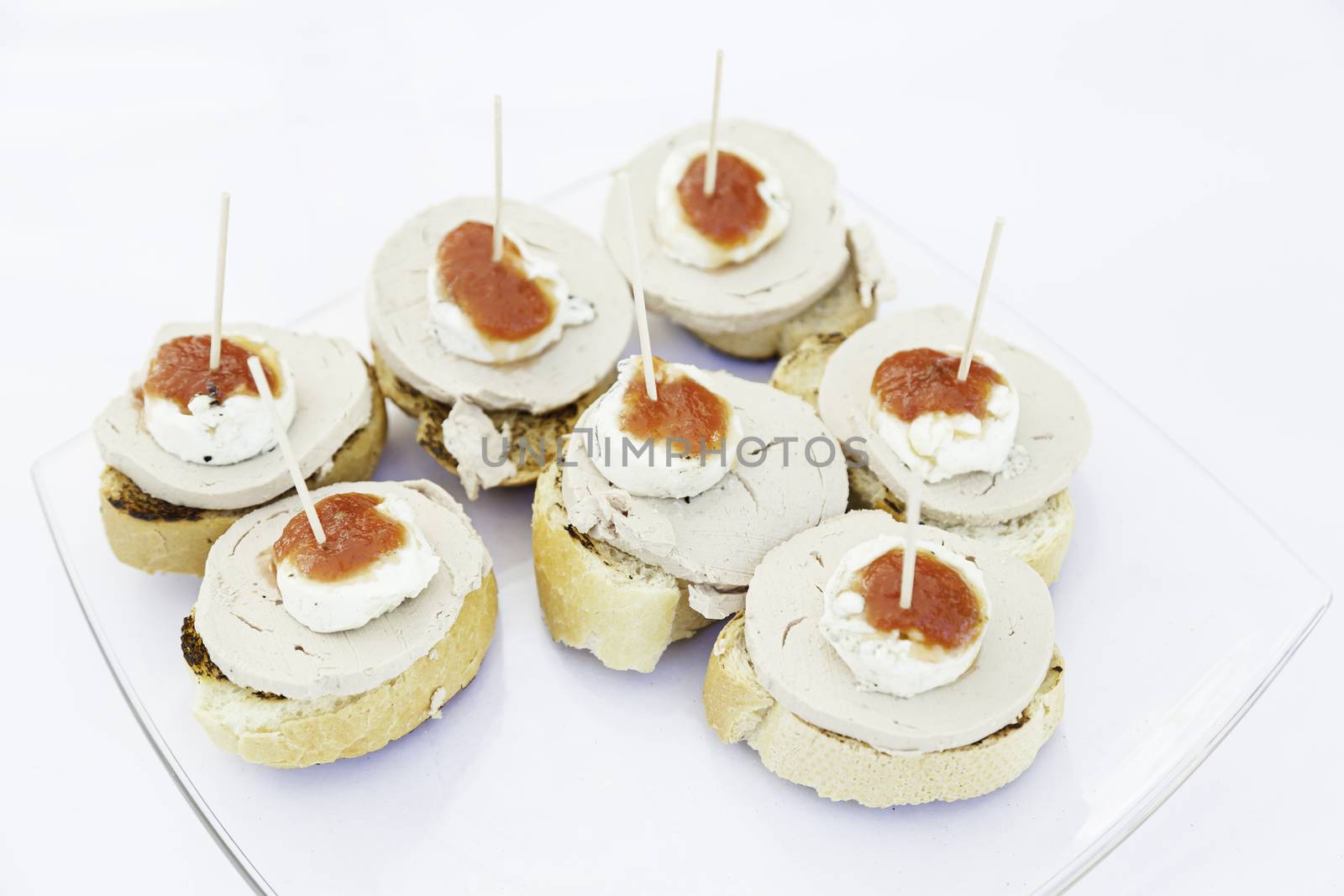 Spanish typical cover, detail of a typical spike Spain pate and cheese, healthy living food