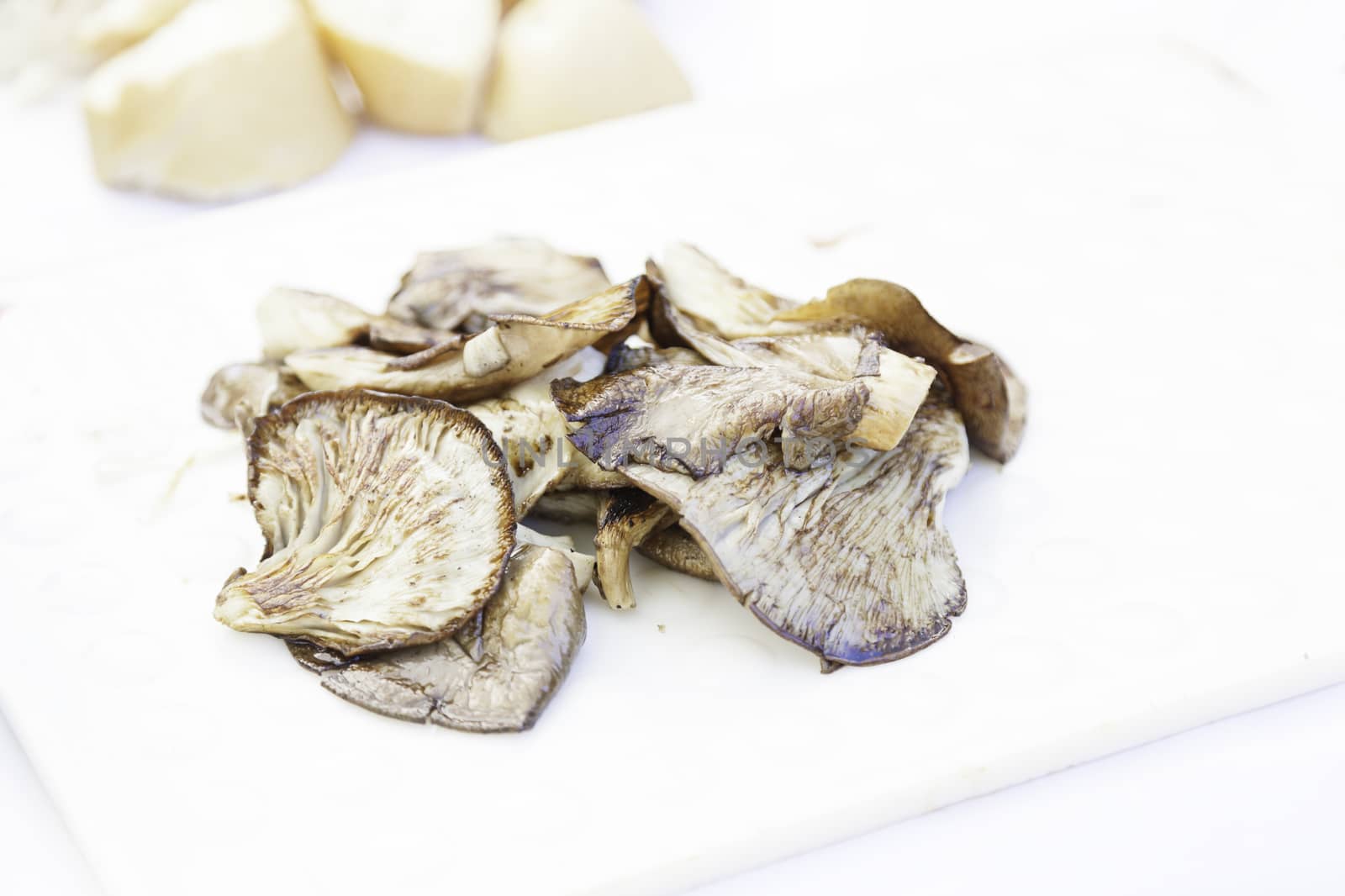 Fried mushrooms grilled, cooked detail as a grilled wild mushrooms, healthy food
