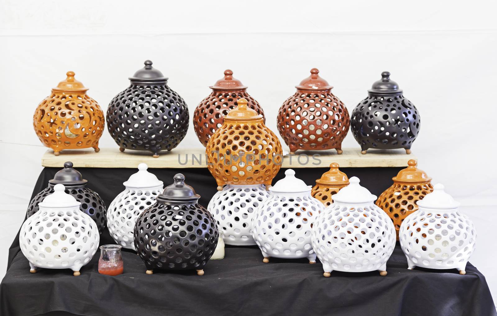 Handmade ceramic lamps, detail of traditional crafts, art and craft, decoration