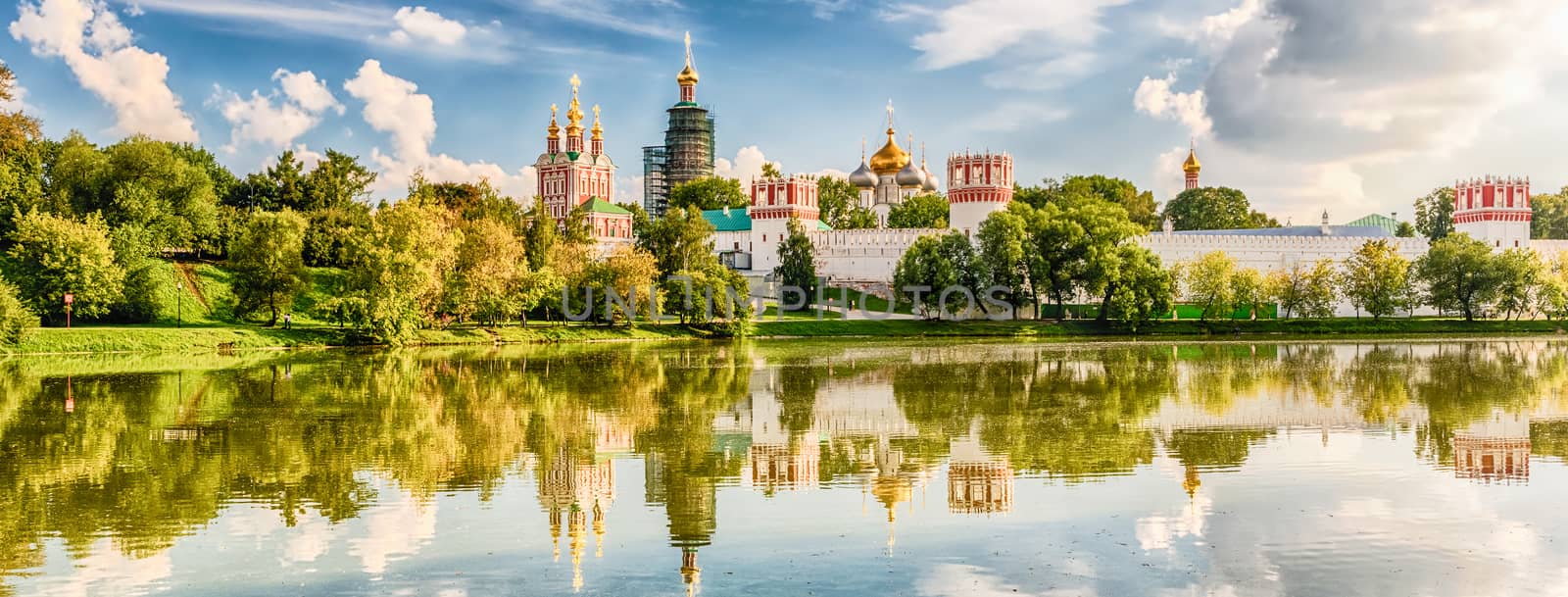 Idillic view of the Novodevichy Convent monastery in Moscow, Russia. UNESCO world heritage site
