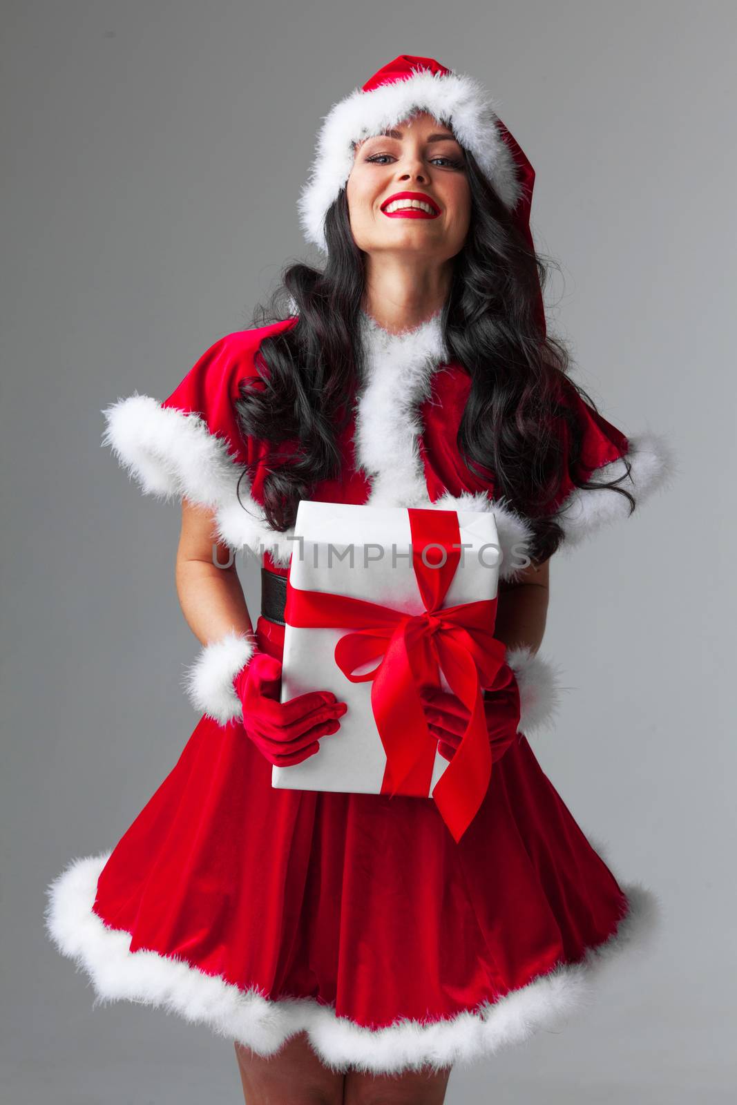 Woman in red Santa Claus outfit by Yellowj