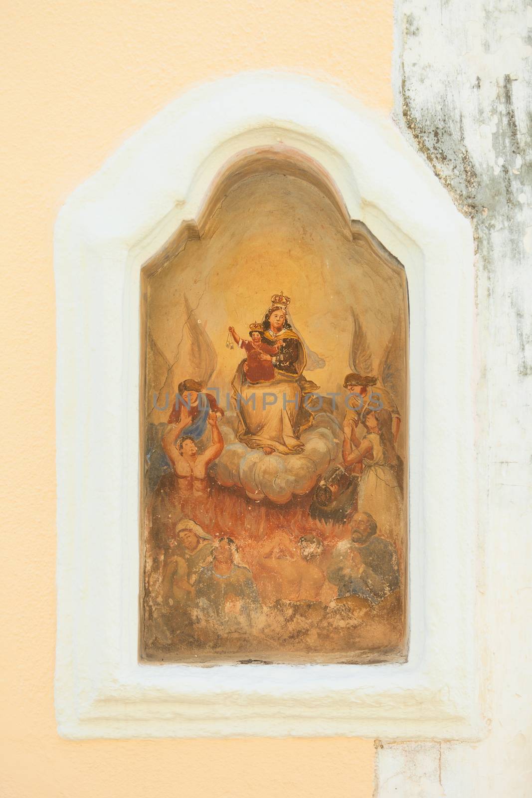 Presicce, Apulia - An old religious drawing in the streets of Pr by tagstiles.com
