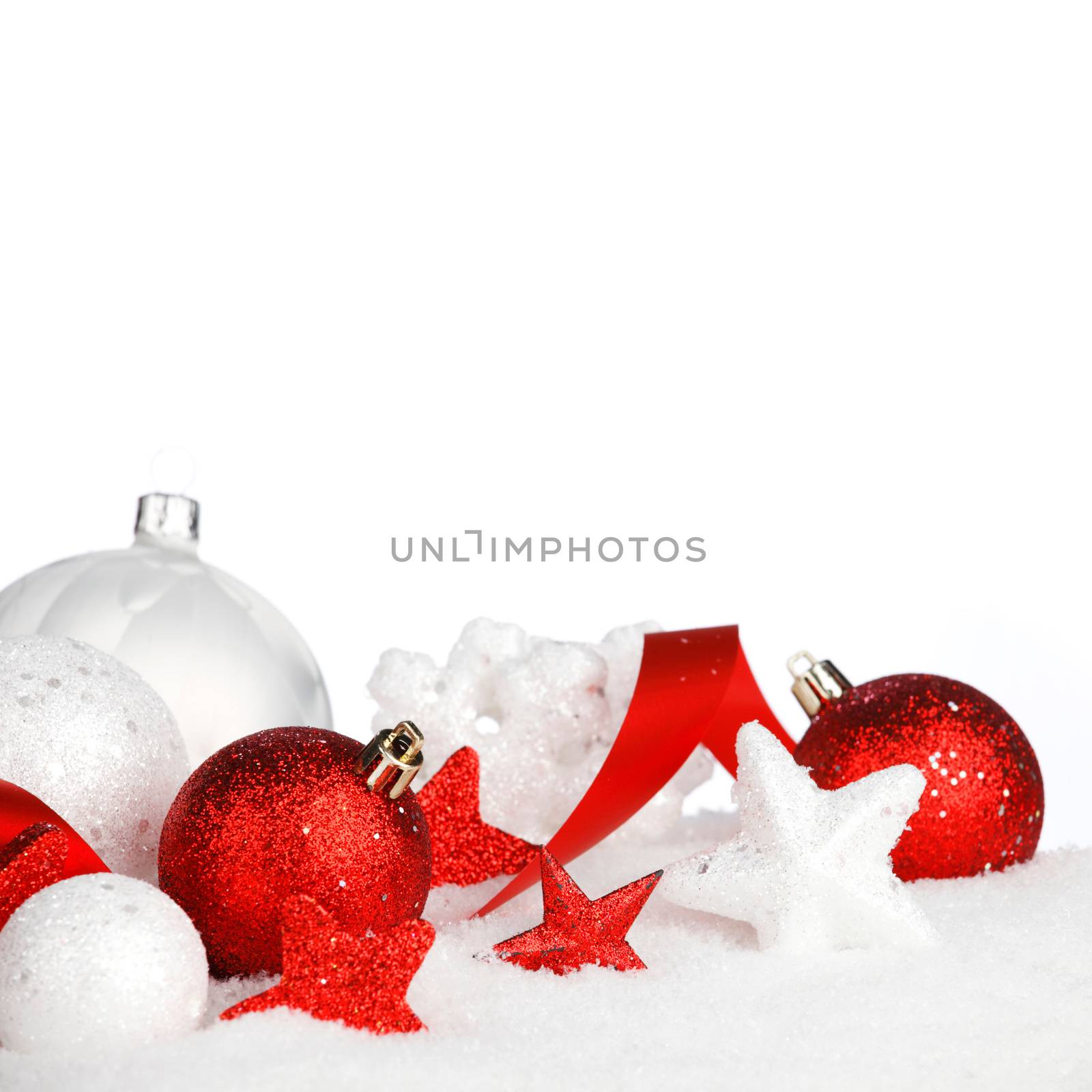 Christmas balls on snow by Yellowj