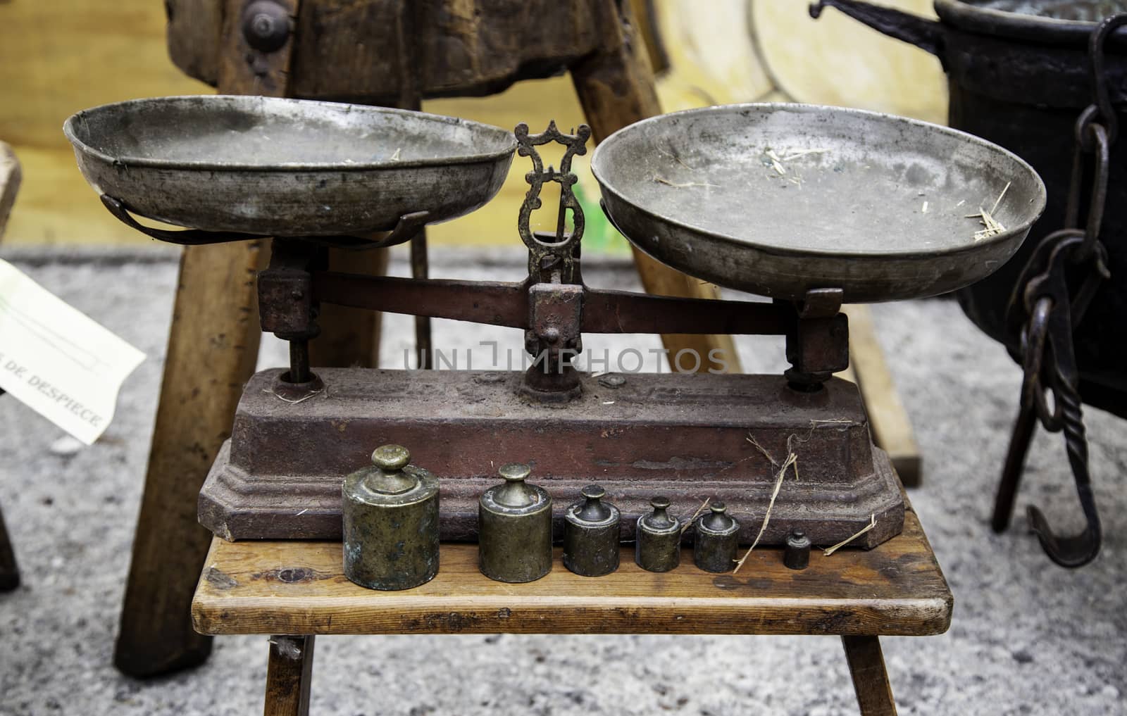 Old weighing scale, tool detail for weighing food