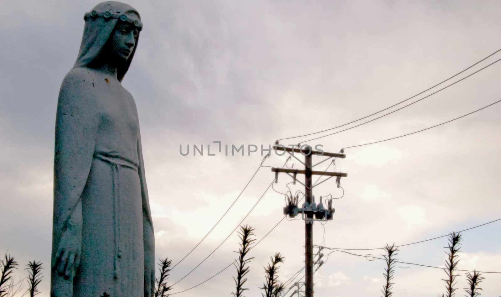 Statue of Maria is on the street of St. Louis, Missouri. St. Louis is a city located in the middle of USA.