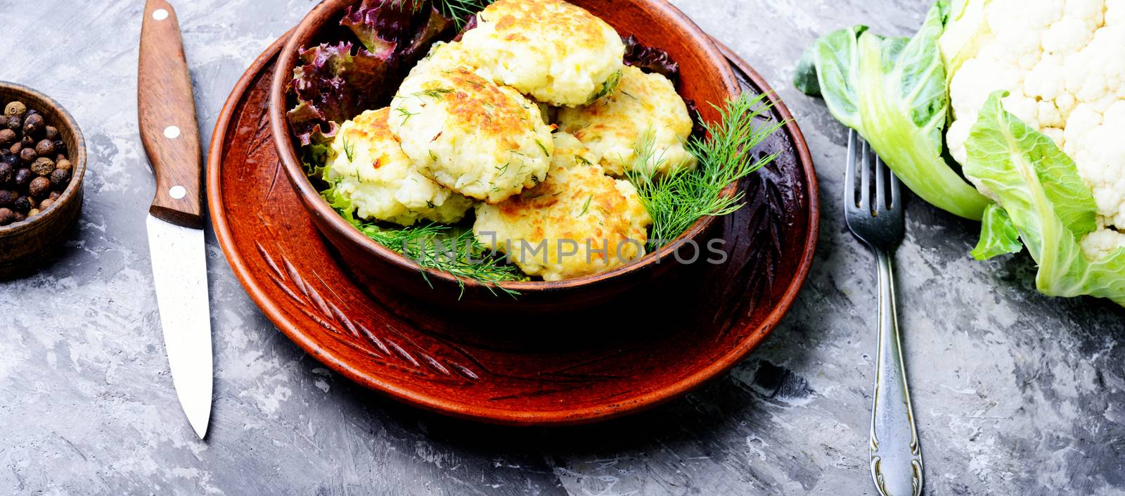 Healthy fried vegetable rissole with cabbage.Vegetarian rissole