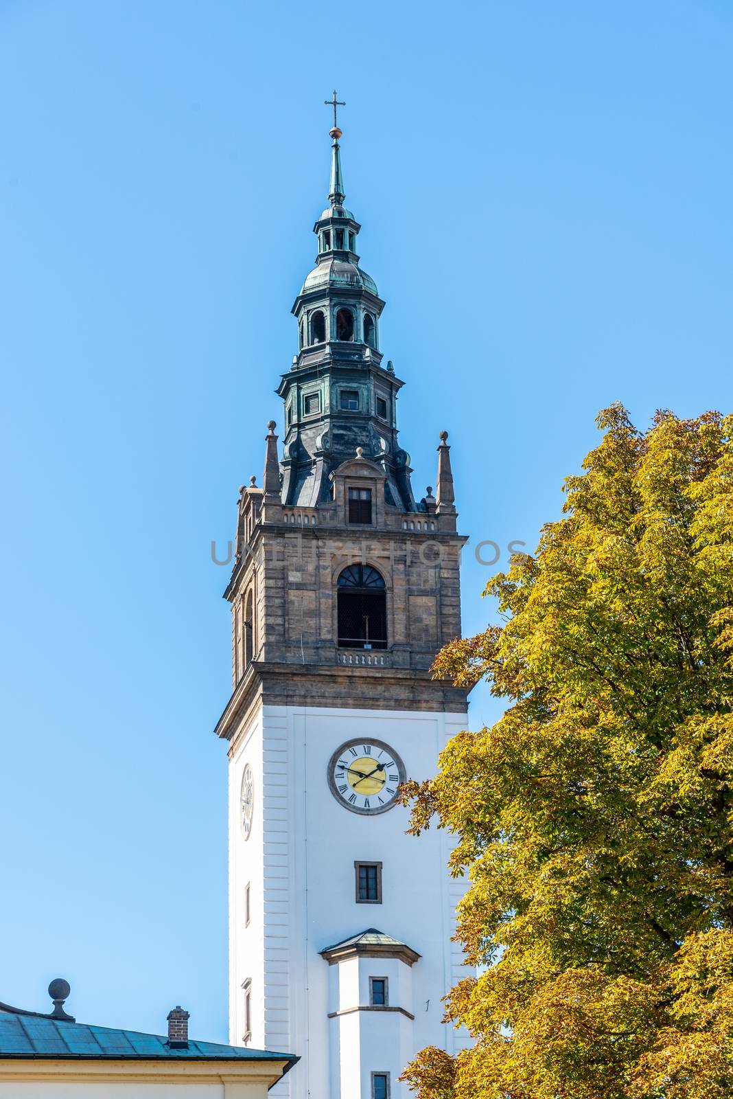 Bell tower at St. Stephen's Cathedral in Litomerice, Czech Republic by pyty