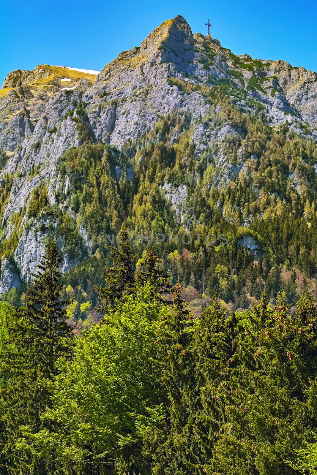 Caraiman Peak with The Heroes' Cross in the Bucegi Mountain