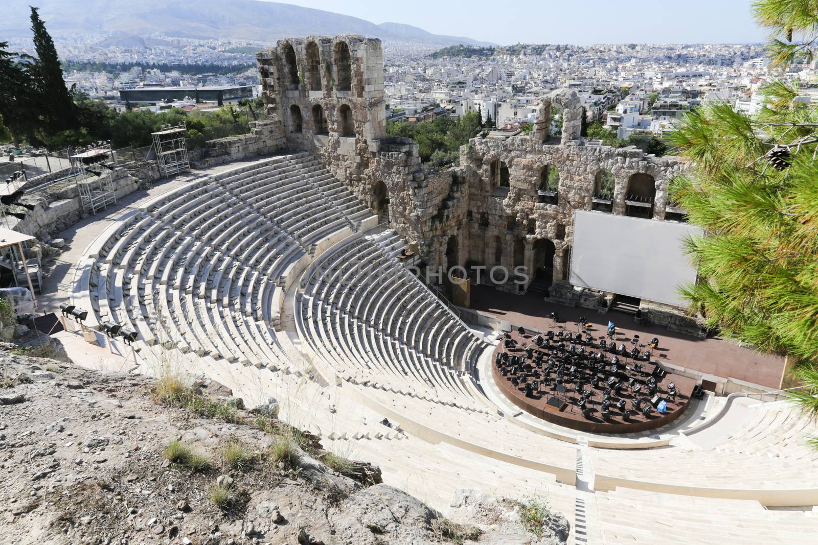 The Odeon of Herodes Atticus at the Acropolis in Athens, Greece