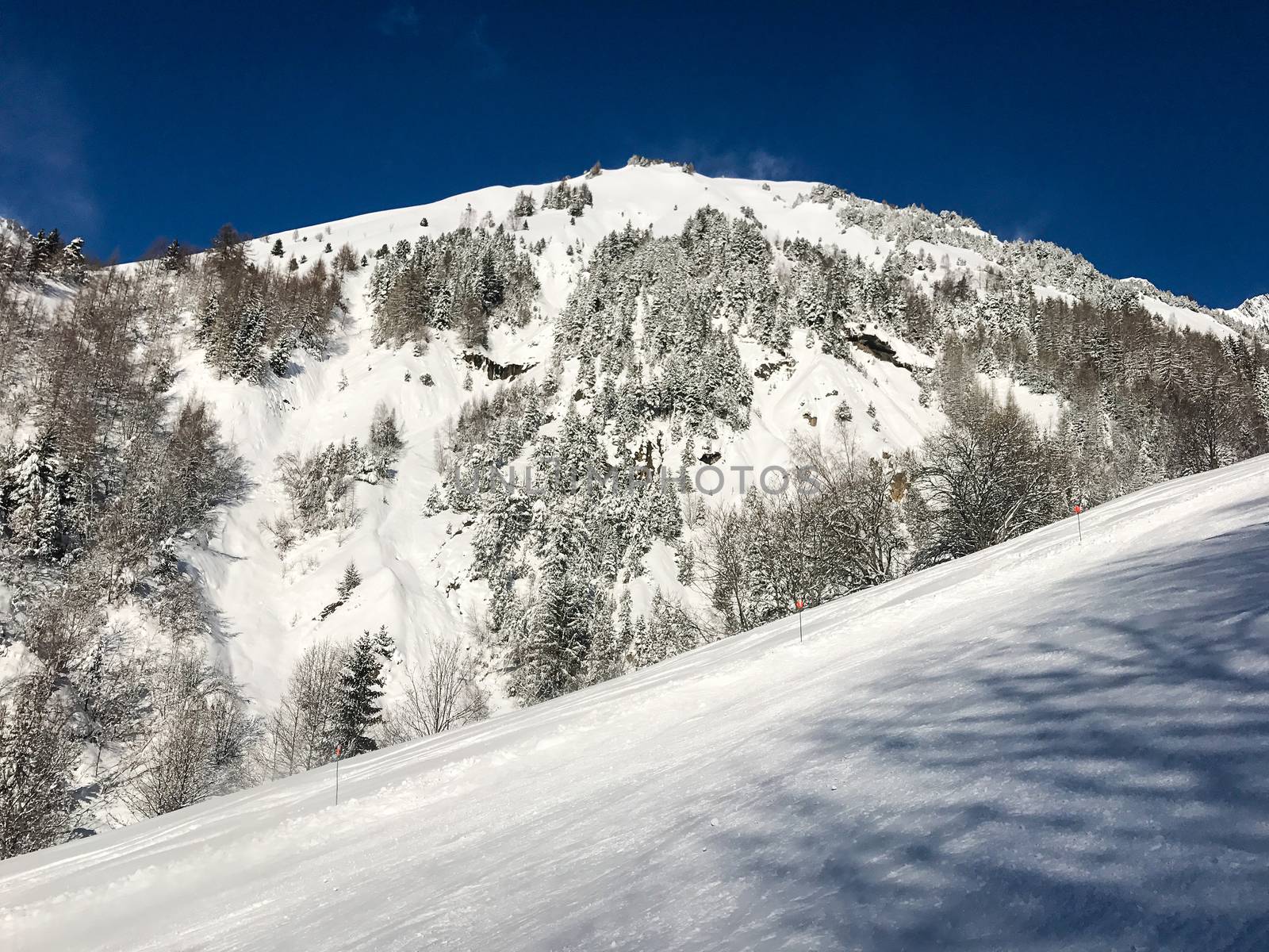 The Alpe d Huez ski domain in the French Alps