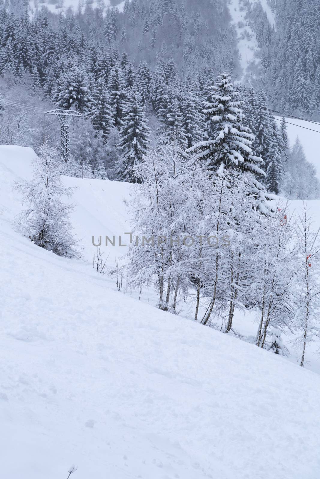 The Alpe d Huez ski domain in the French Alps