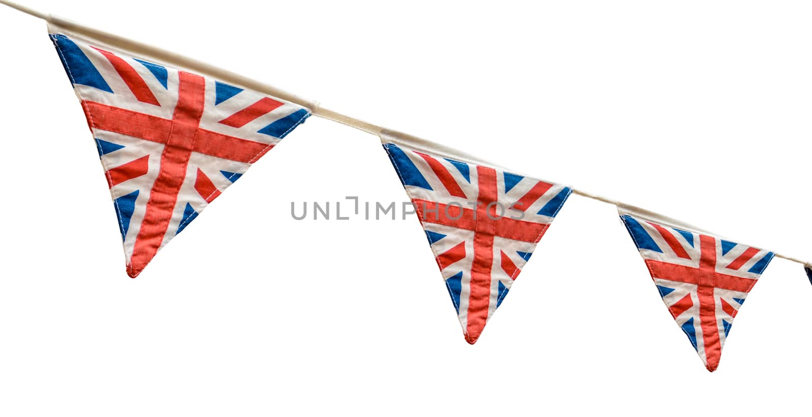 Isolated British Union Jack Flag Fabric Bunting