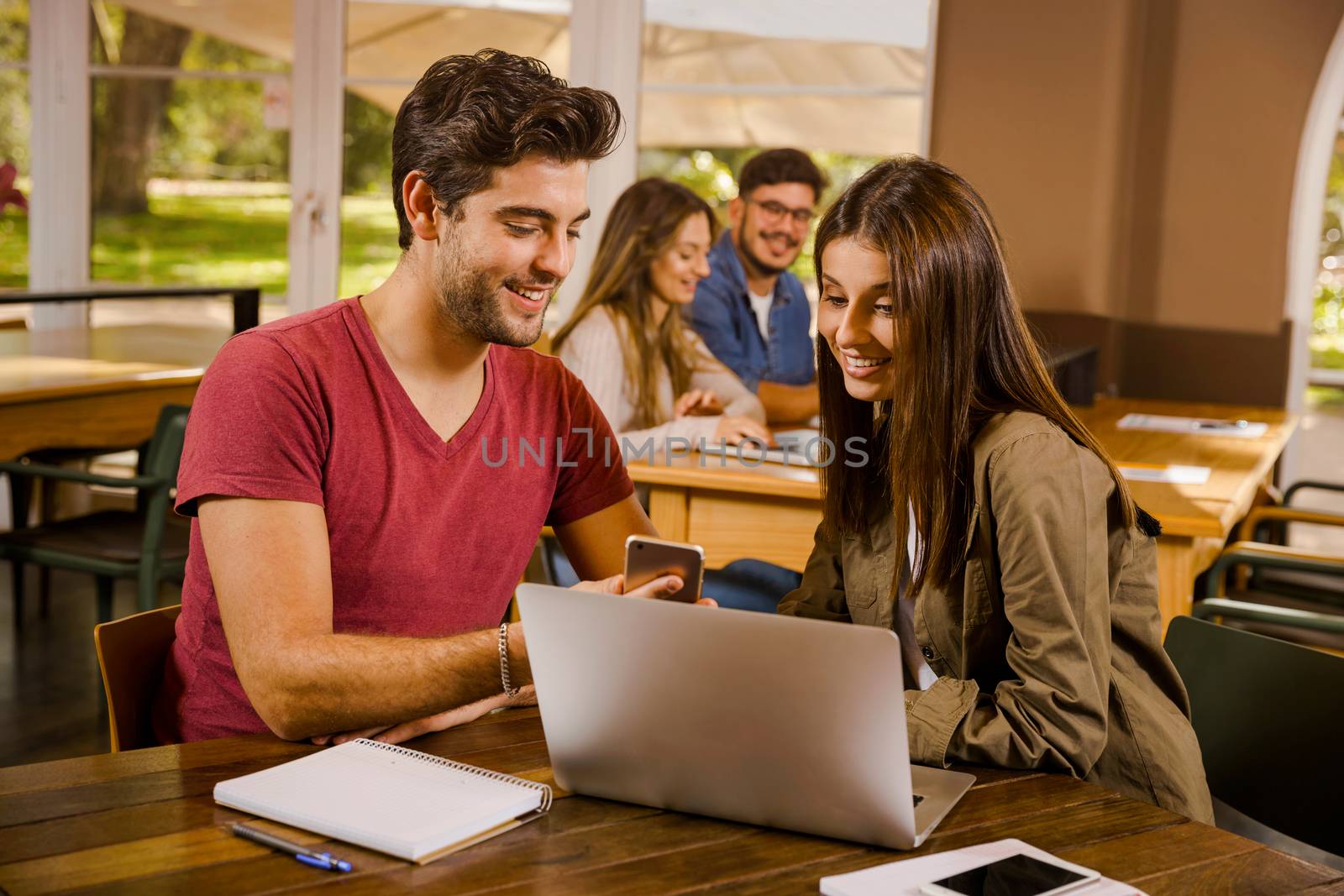 Studying working together for the final exams