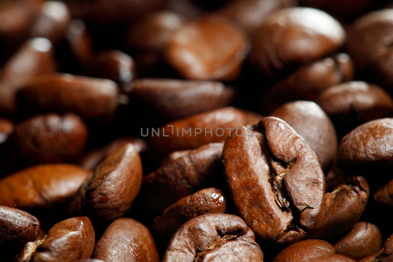 Fresh roasted coffee beans close-up background