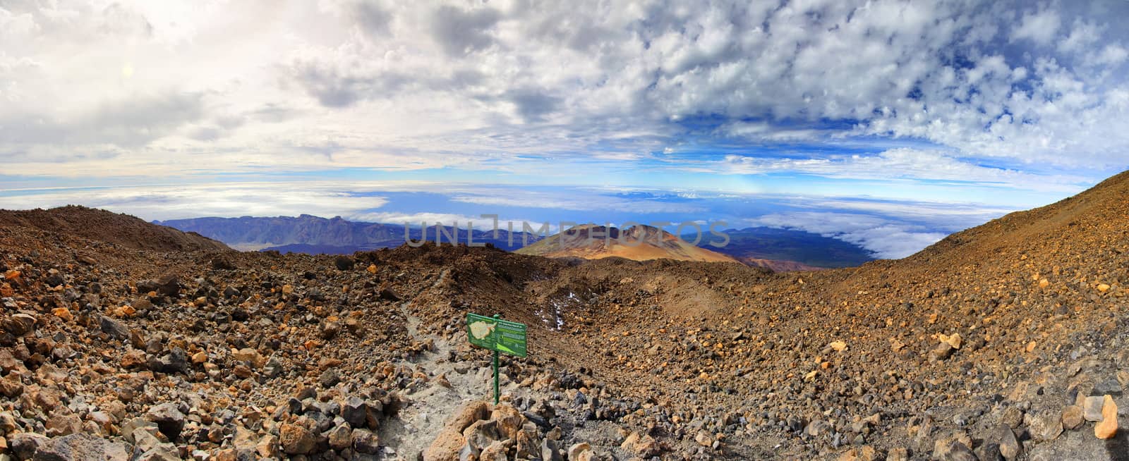 Stones and clouds on the top of Teide volcano, Panorama, Tenerife, Canarian Islands by Eagle2308
