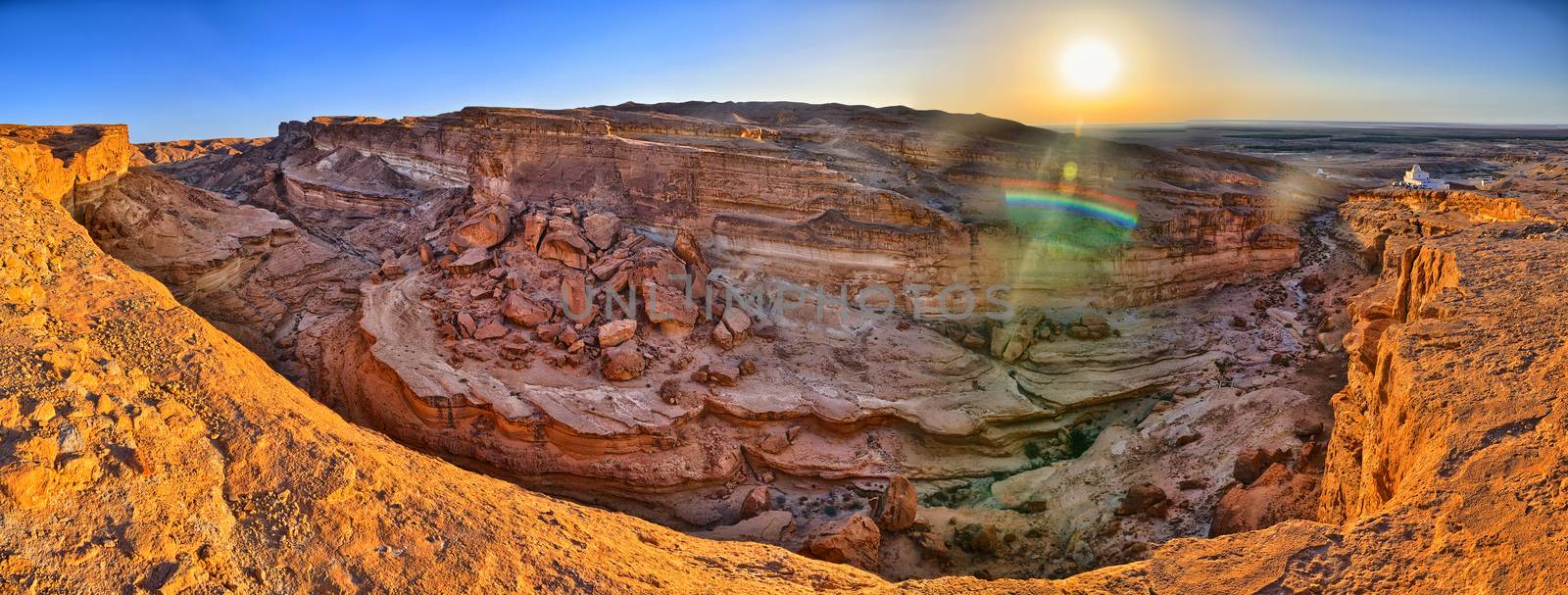 Tamerza canyon or Star Wars canyon, Sahara desert, Tunisia, Africa, HDR Panorama