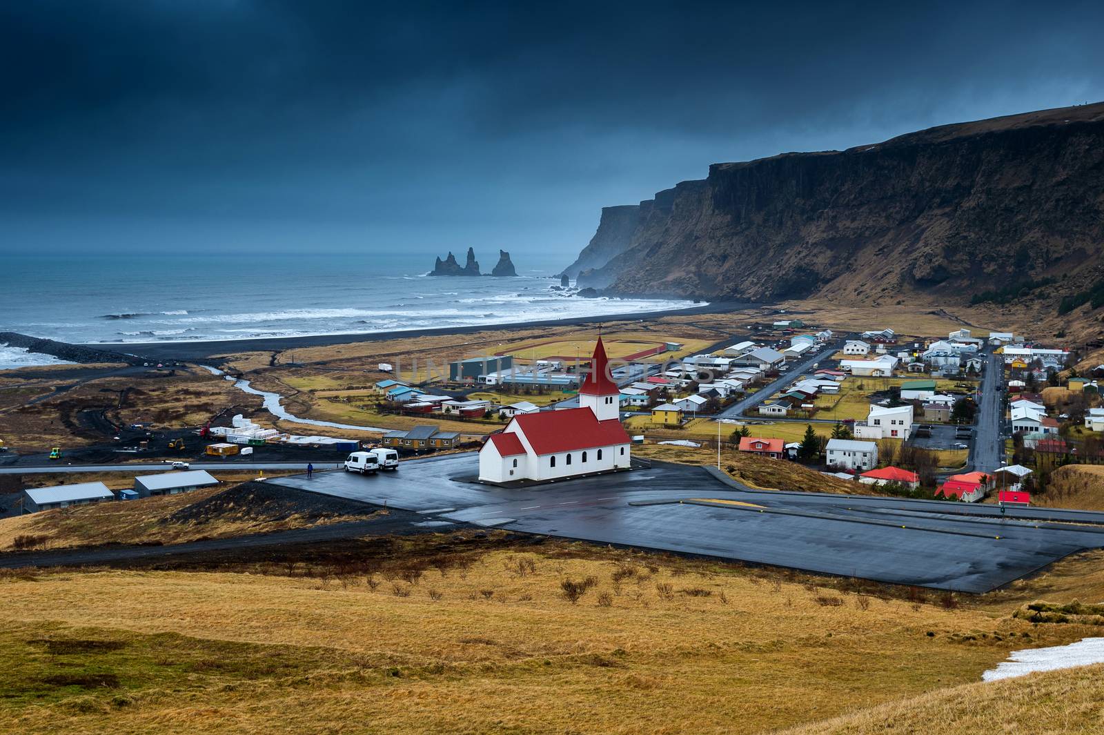 Beautiful Red Church at Vik village, Iceland. by gutarphotoghaphy