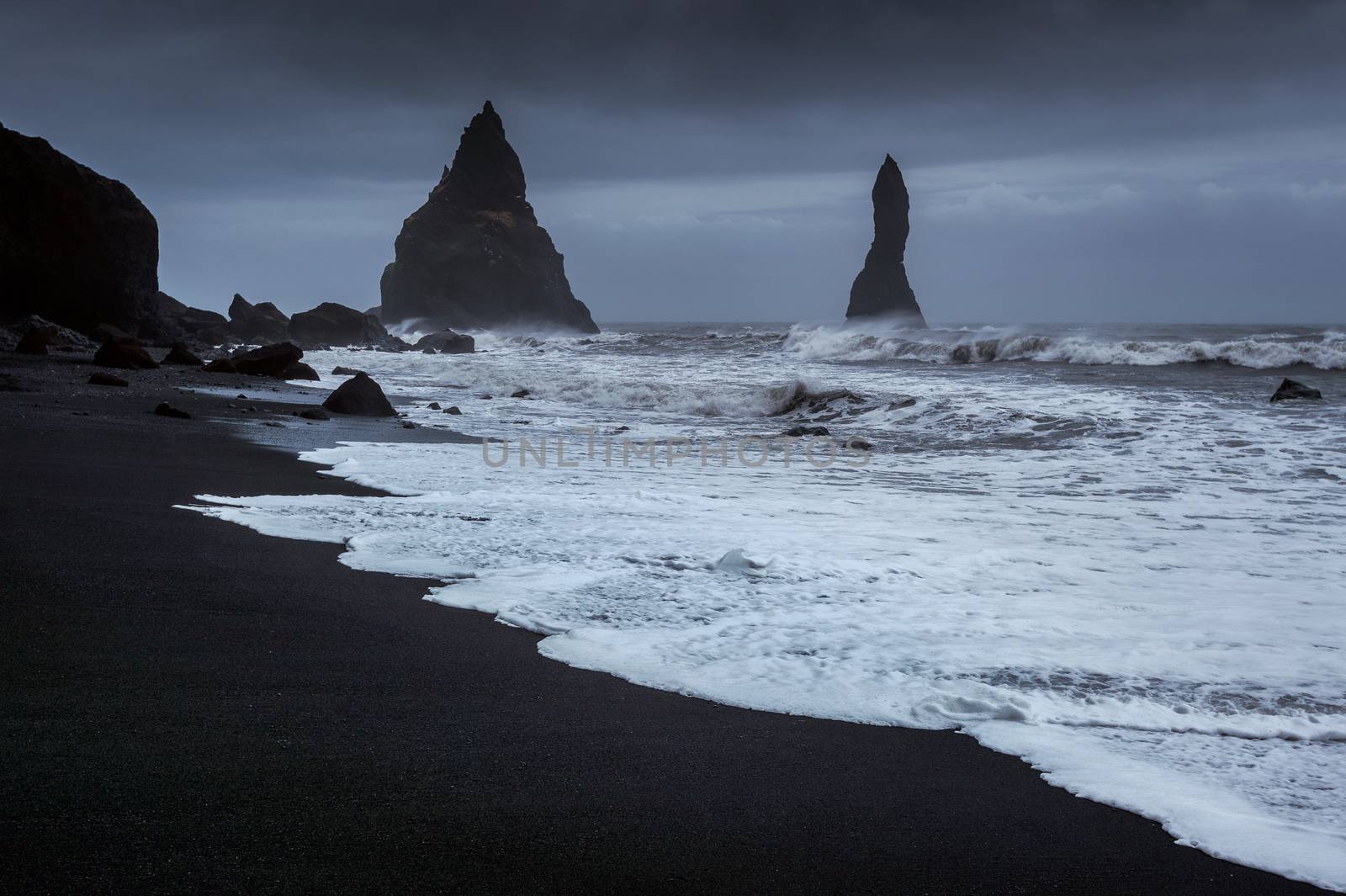 Vik and Basalt Columns, Black Sand Beach in Iceland. by gutarphotoghaphy