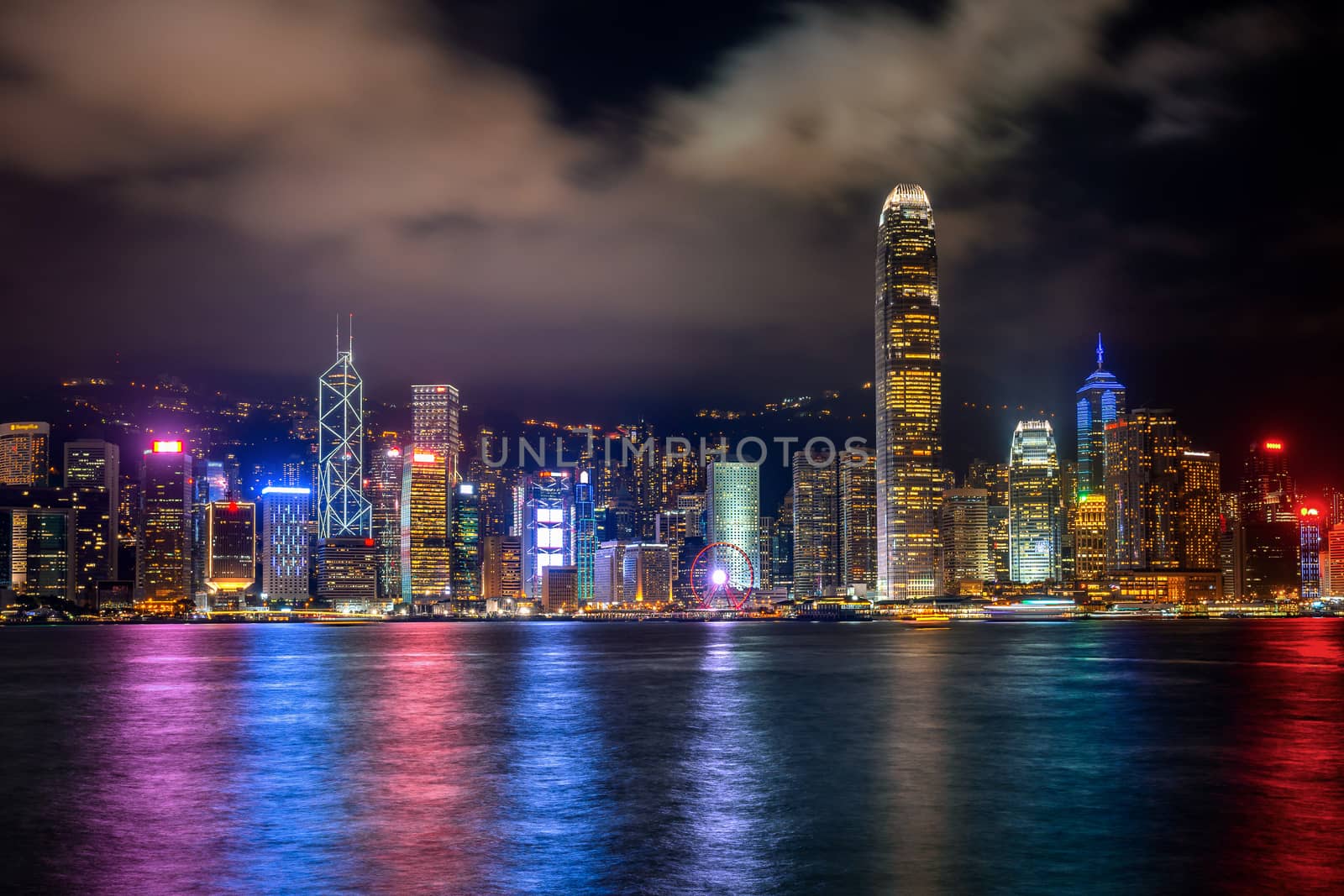 Hong Kong cityscape at night.