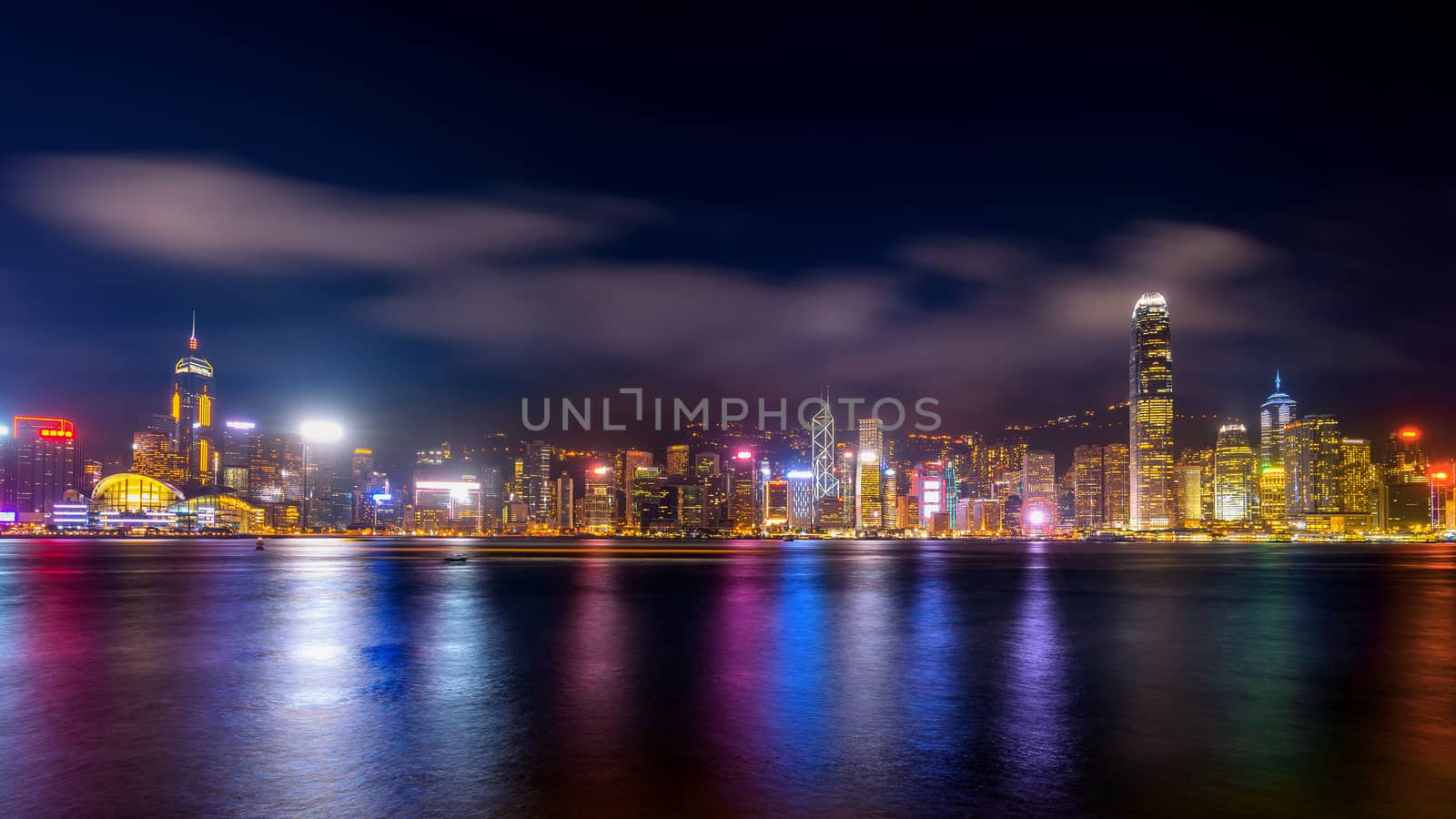 Hong Kong cityscape at night. by gutarphotoghaphy