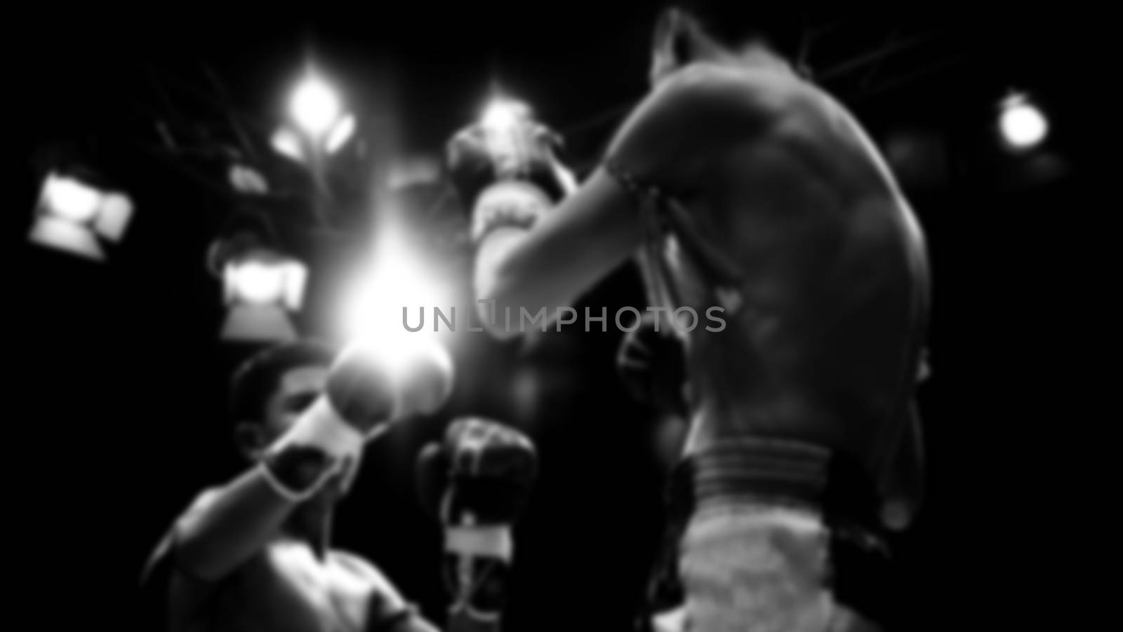Blurred images of Thai boxing or Muay Thai on stage by gnepphoto
