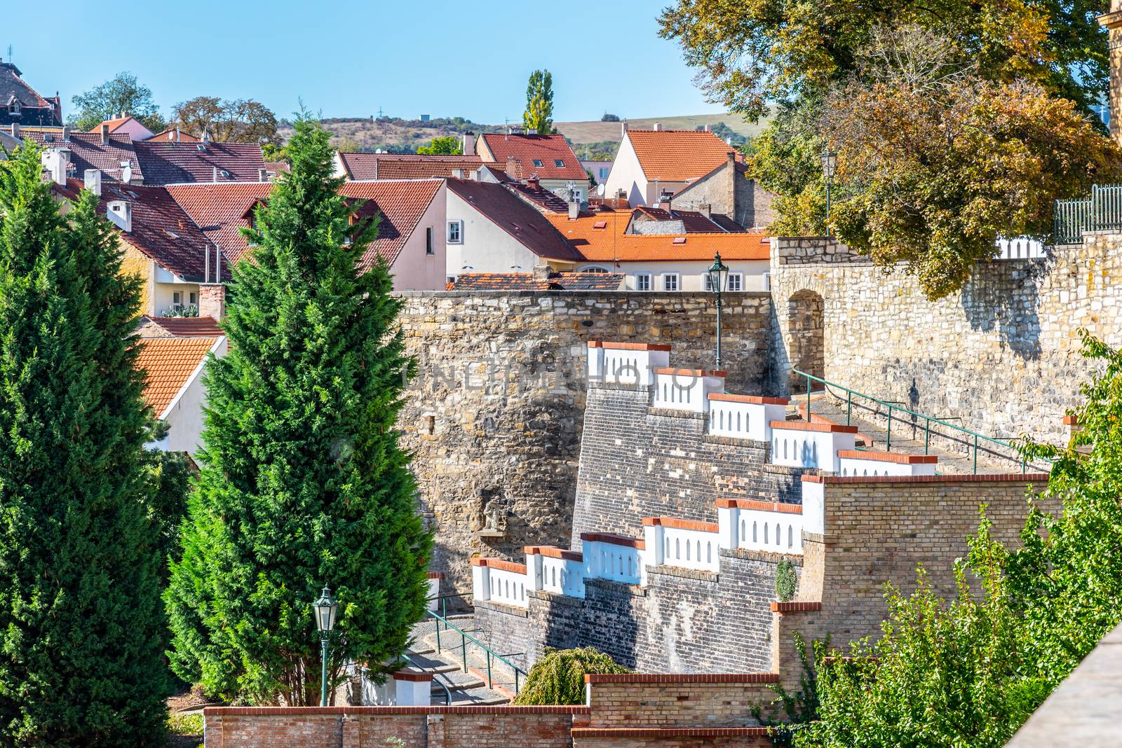 Fortification walls and baileys in historical city centre of Litomerice, Czech Republic by pyty