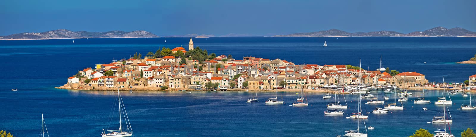 Town of Primosten Adriatic archipelago panoramic view, Dalmatia region of Croatia