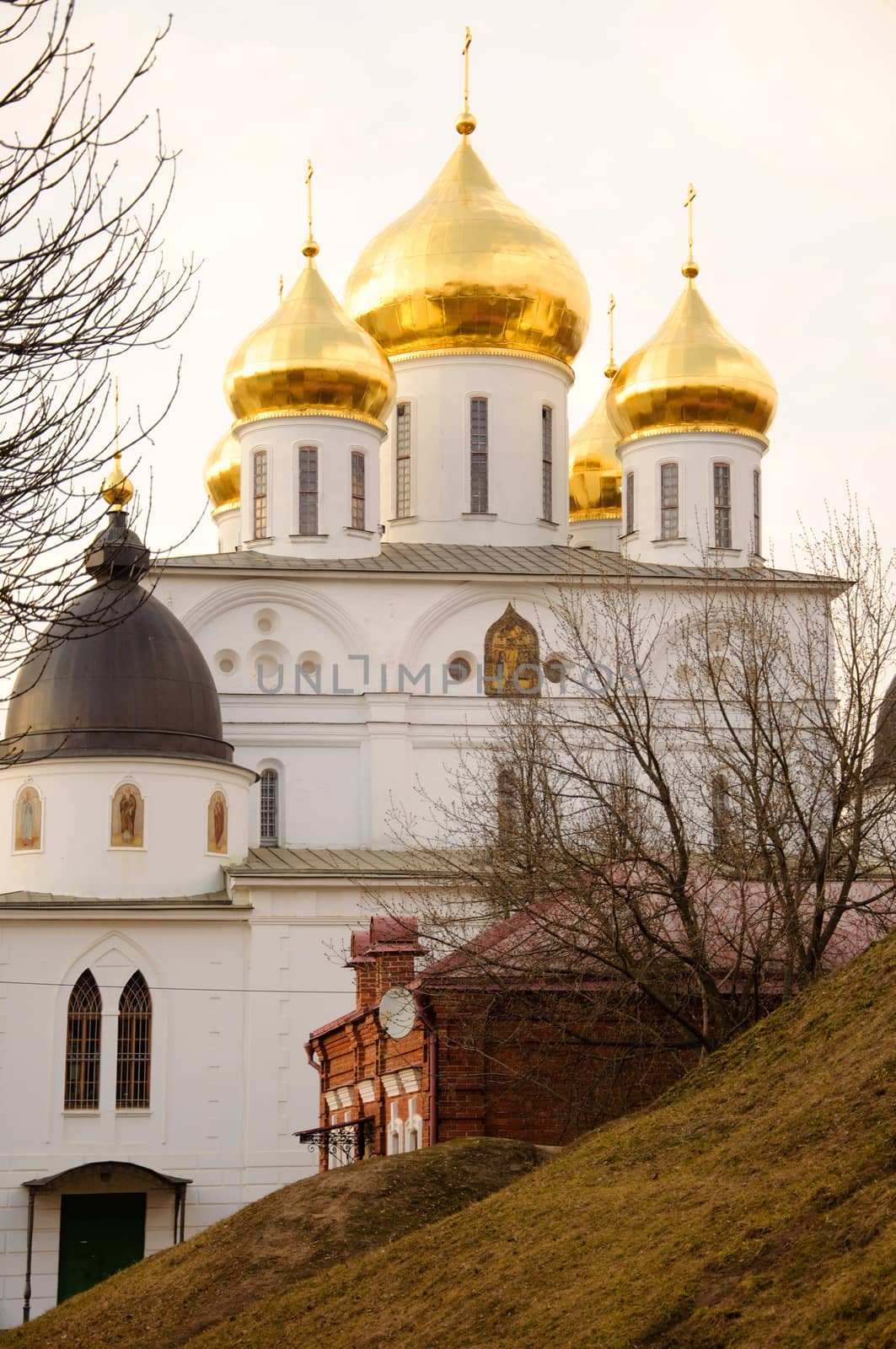 Uspensky orthodox Cathedral sobor with golden domes, Dmitrov, Moscow re by Eagle2308