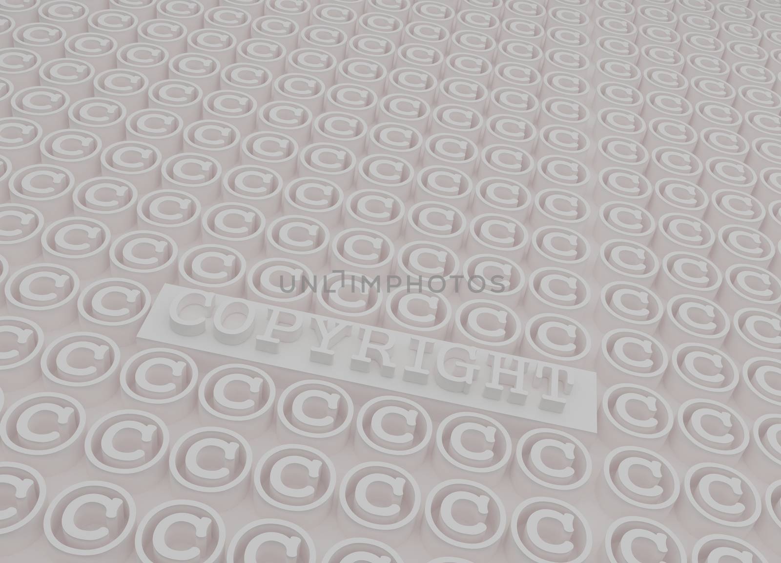 white 3d copyright text on platform inside 3d copyright symbols.