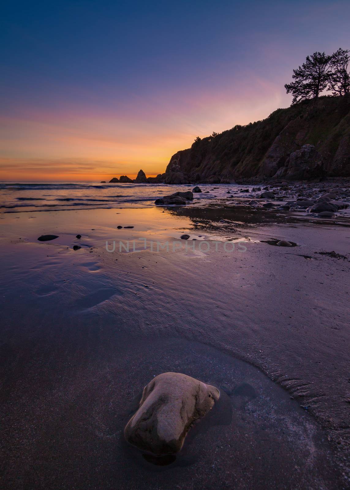 A Rocky Beach Landscape at Sunset, Brookings, Oregon by backyard_photography