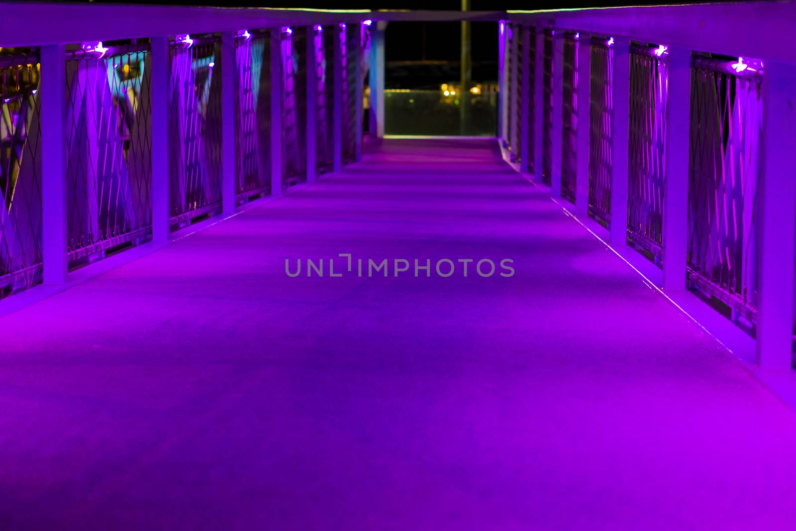modern city architecture a bridge with purple neon lights in scheveningen the netherlands a urban cityscape scenery