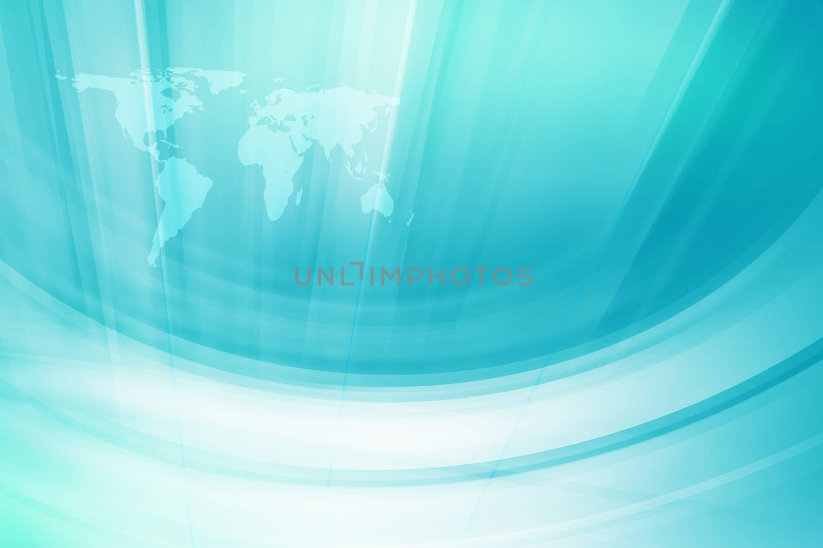 Abstract  Blue Theme Background whit White Curves and World Map  by bluemoon1981
