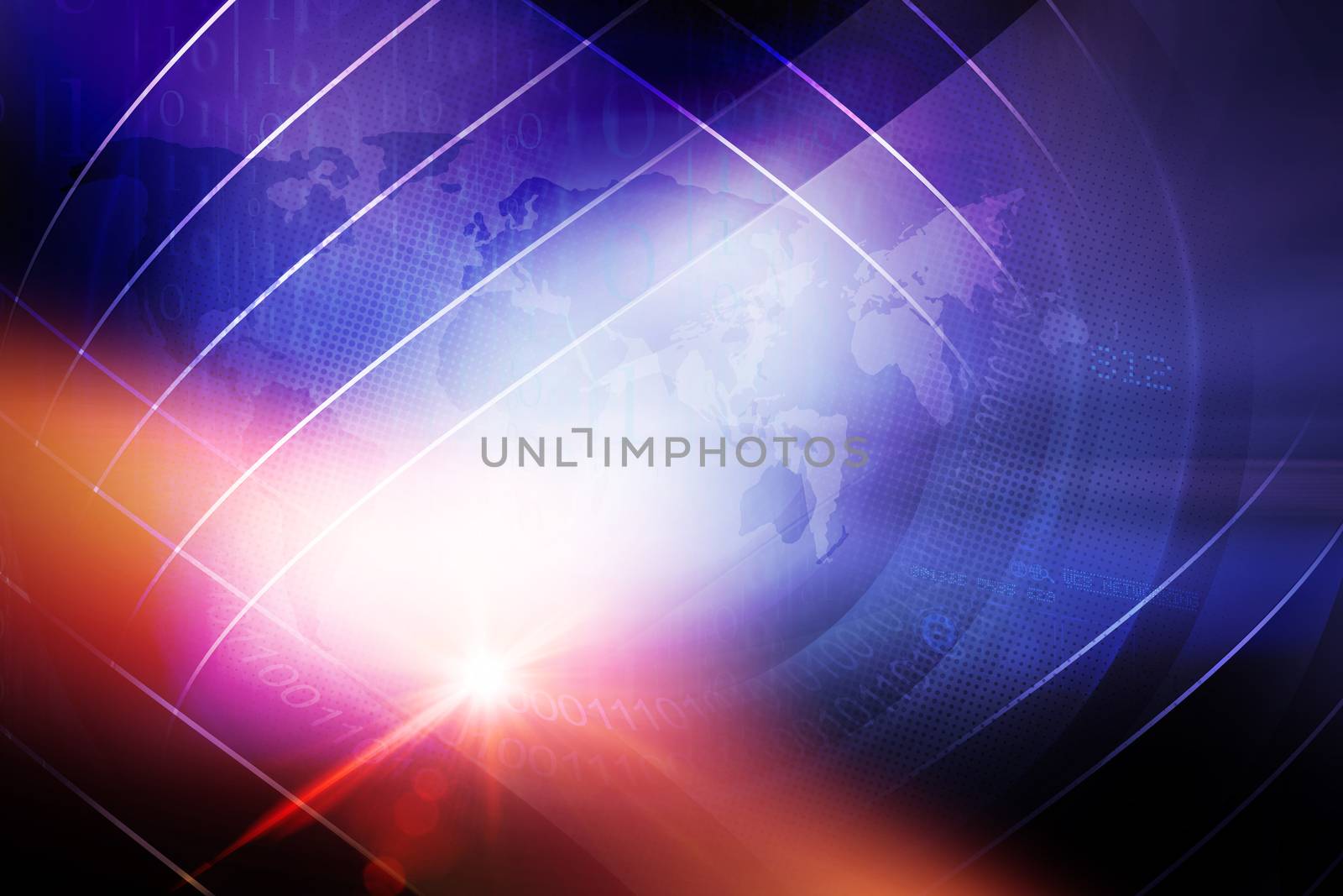 Abstract Digital World News Background with Lens Effect. 3d Illustration, 3d Render
