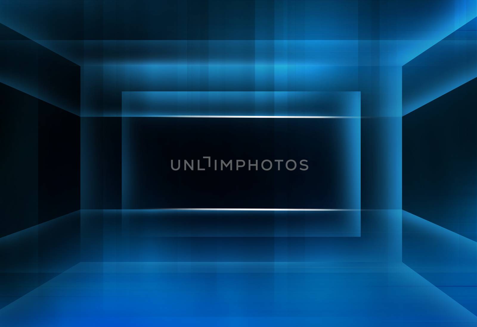 Abstract empty 3d Futuristic studio space blue theme background.