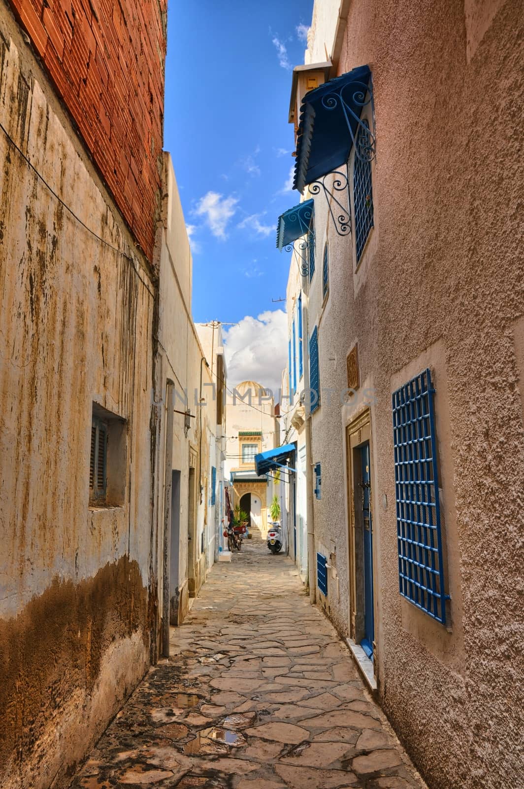 Narrow street of ancient Medina, Hammamet, Tunisia, Mediterranea by Eagle2308