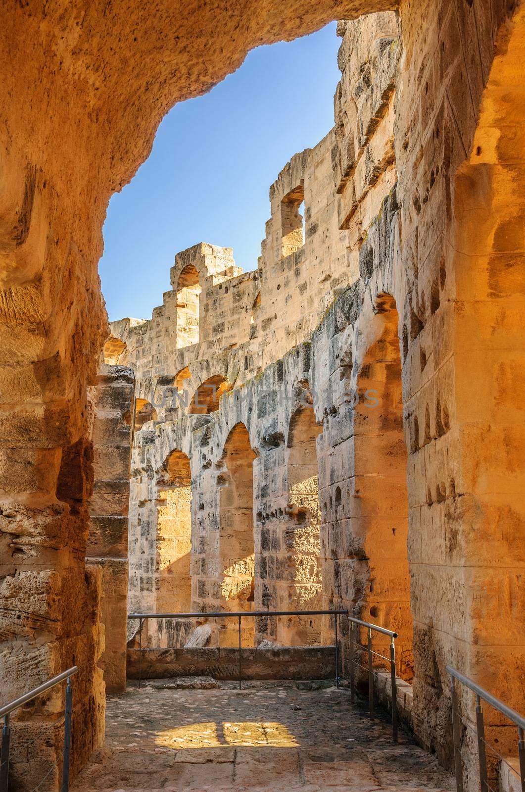 Ruins of the largest coliseum in North Africa. El Jem,Tunisia, UNESCO.