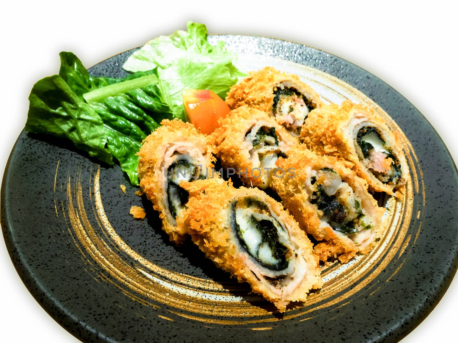 Fried tempura makis filled with fish, cheese and seaweeds, by wittaya