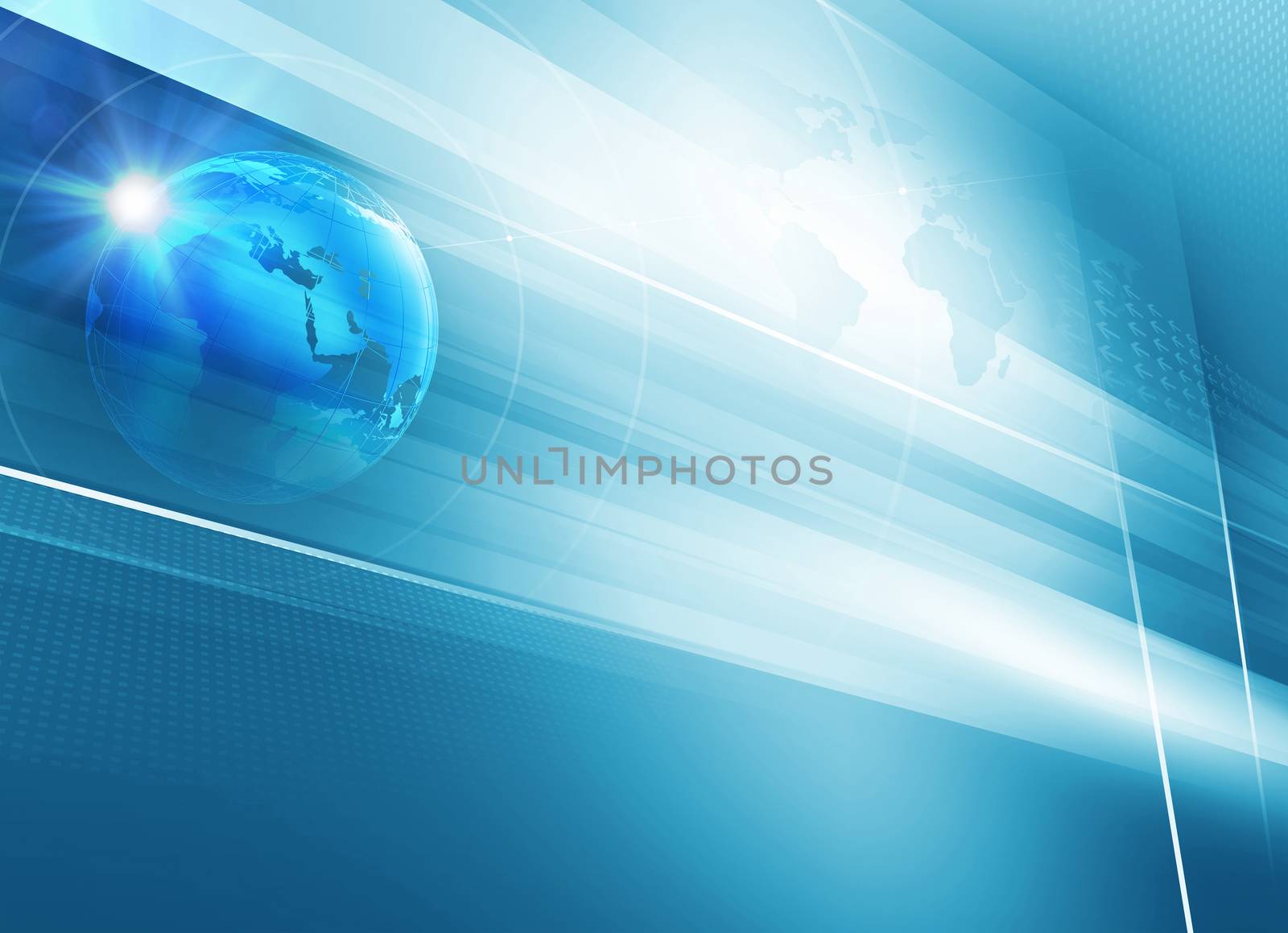  Big flat tv screen with 3d earth globe blue theme background. 3d Illustration