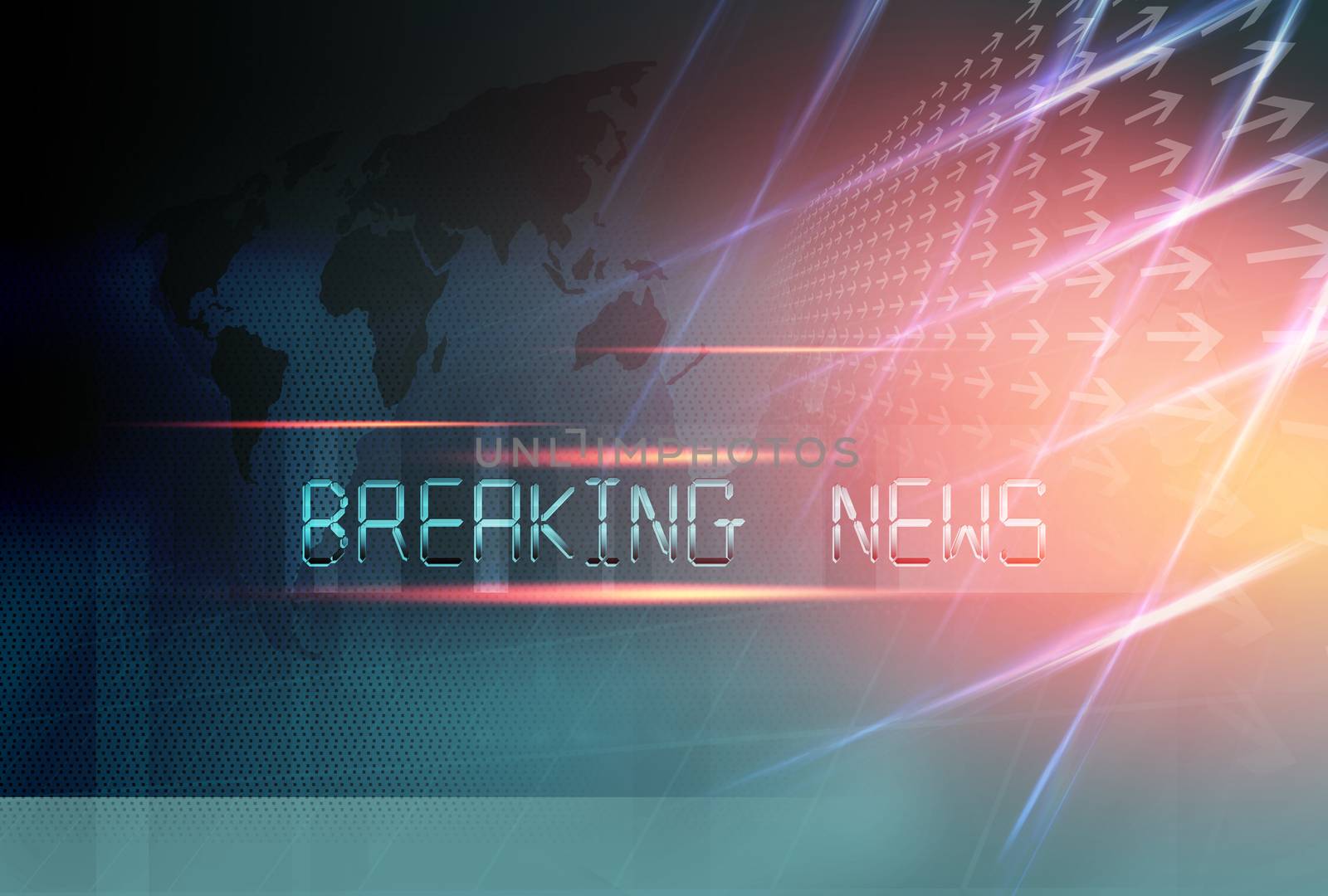 Graphical Breaking News Background with directions and world map. 