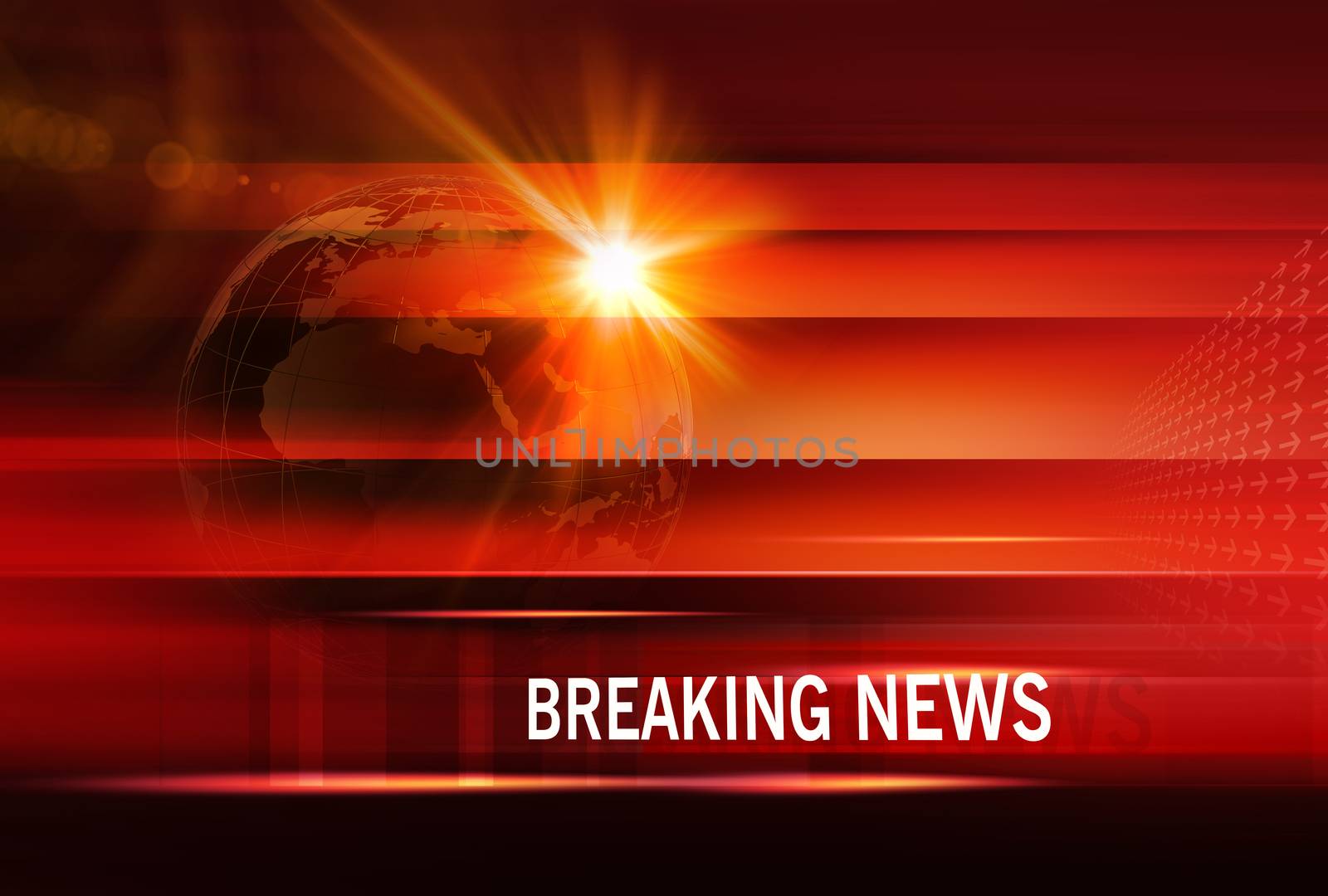 Graphical Breaking News Background with news text, Red Theme Background with White Breaking News text.