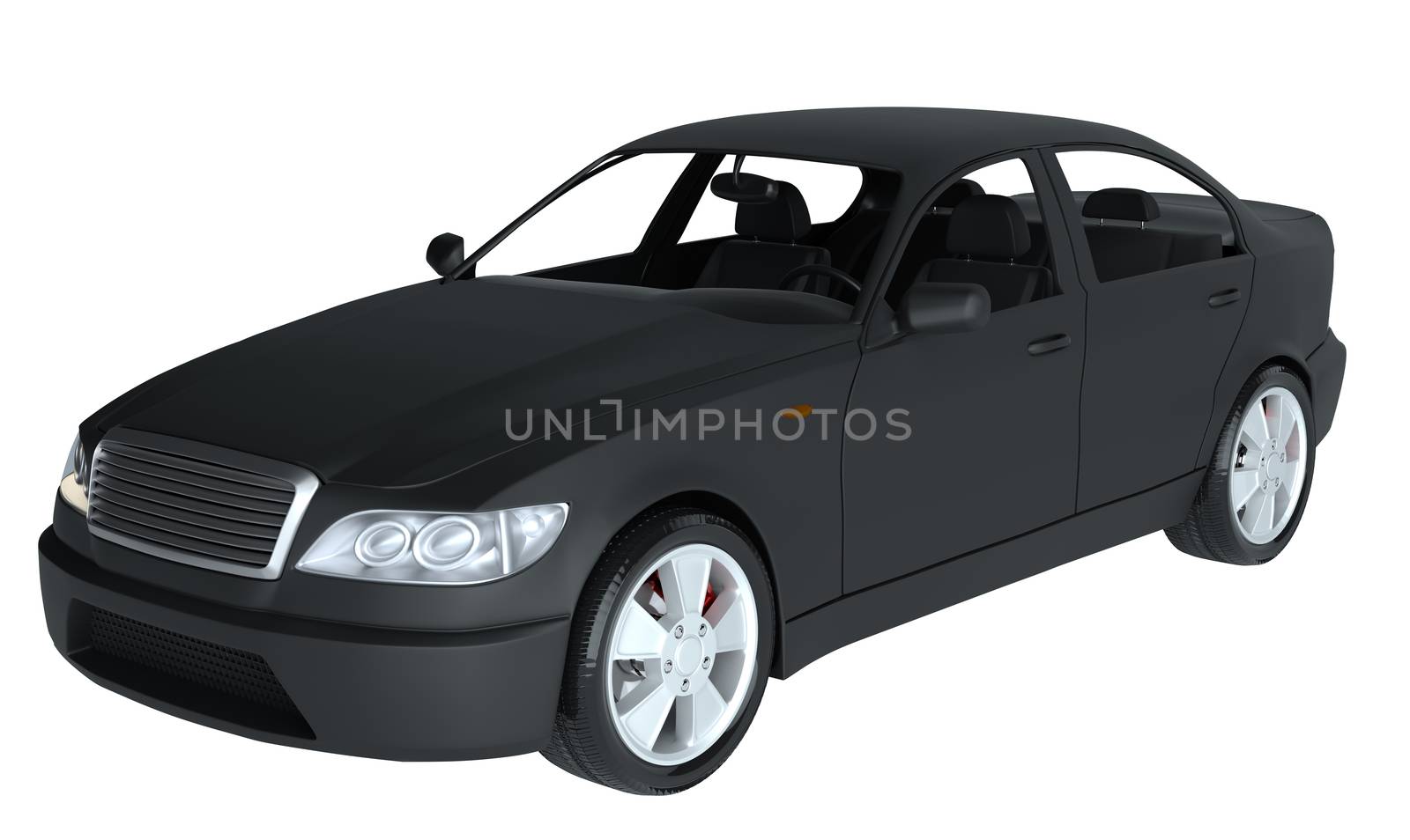 Brandless Generic Black Car. 3D Illustration by cherezoff