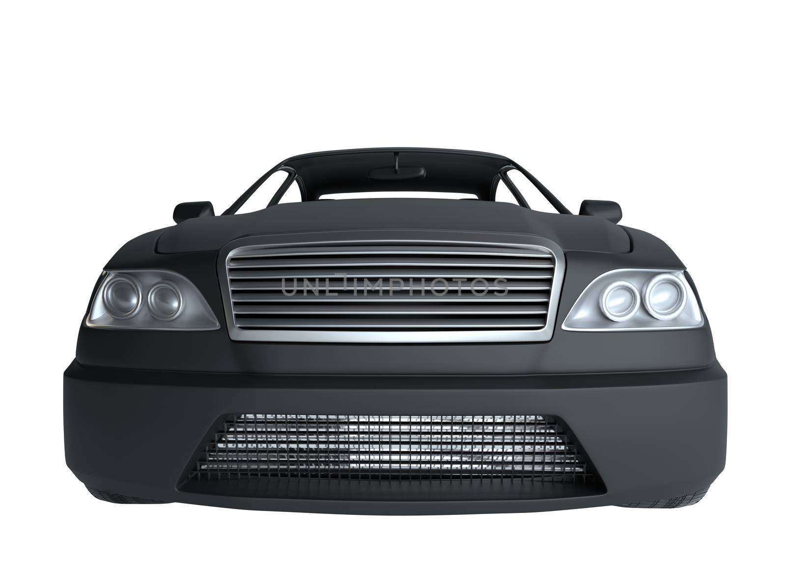 Brandless Generic Black Car. 3D Illustration by cherezoff
