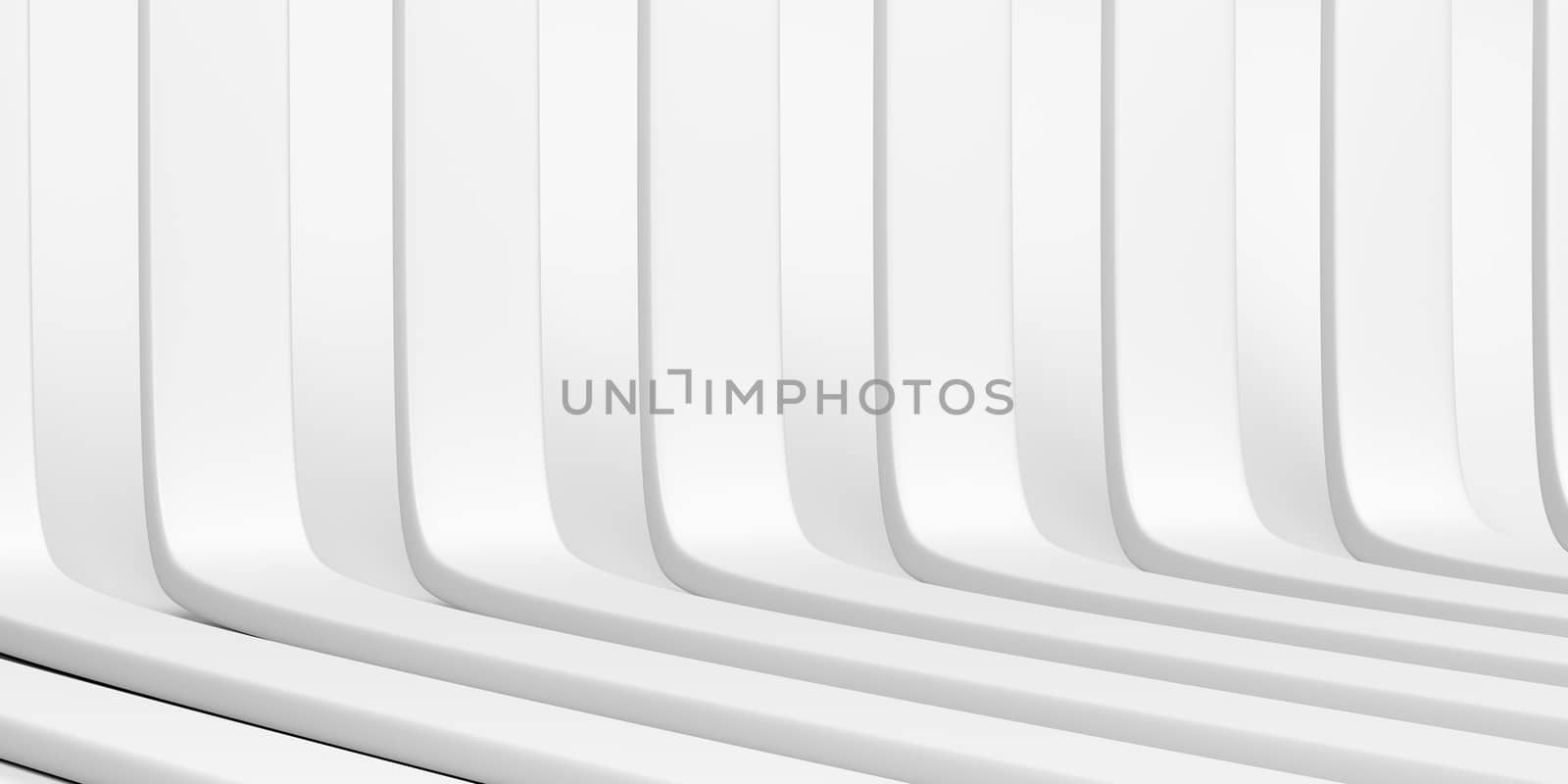 Abstract background with white plastic stripes, 3D illustration