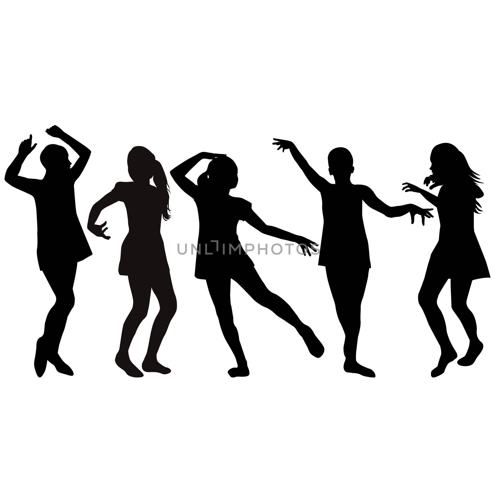 Silhouettes of girls dancing by hibrida13