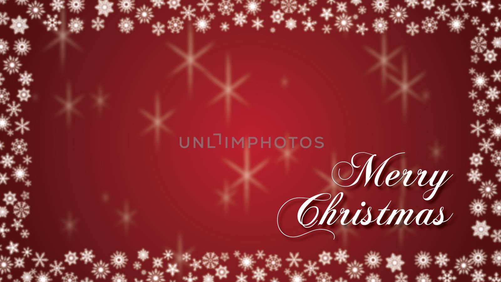 Merry Christmas Type with White snowflakes border and red background