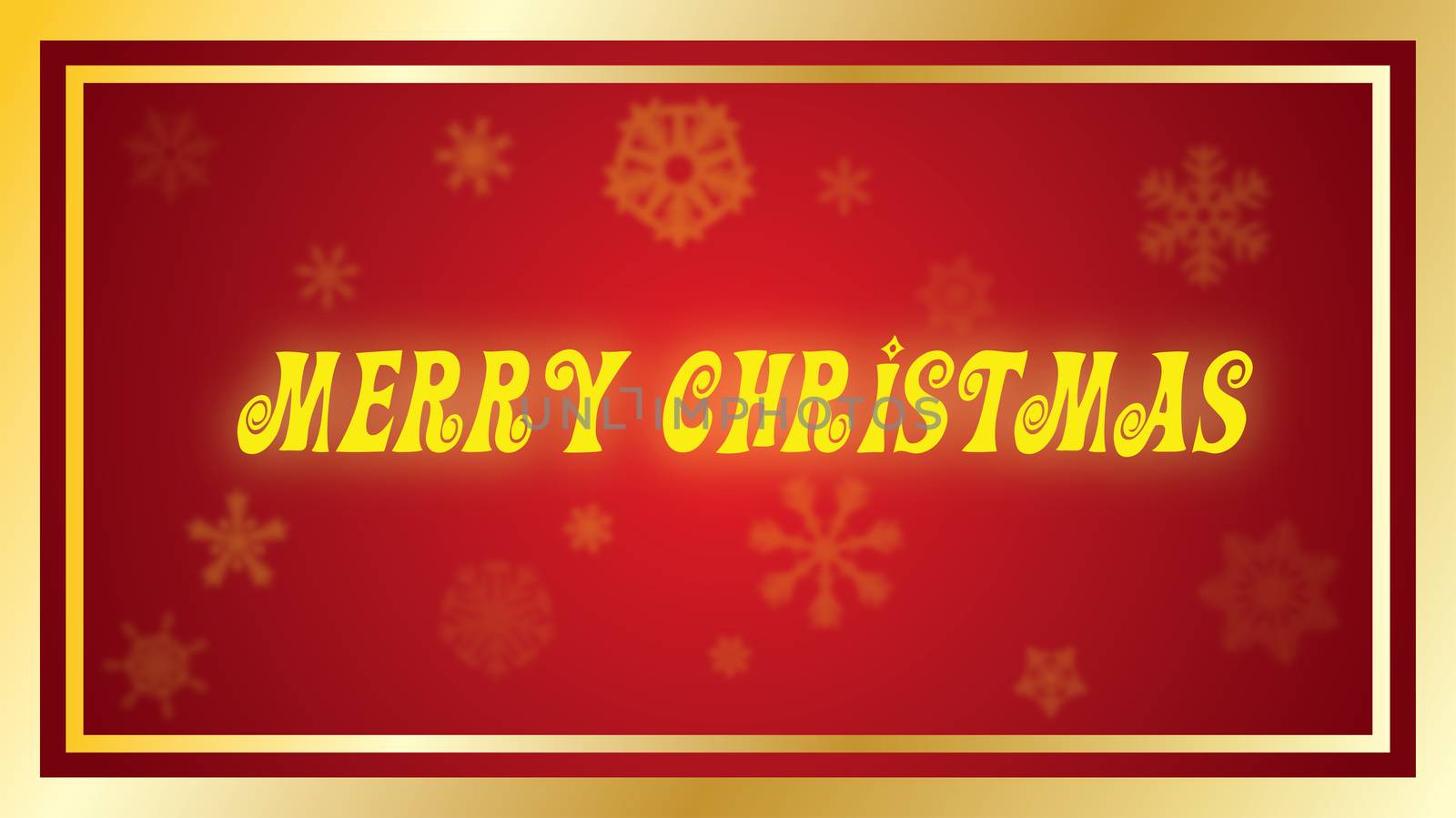 Merry Christmas Yellow Holiday Type on red background