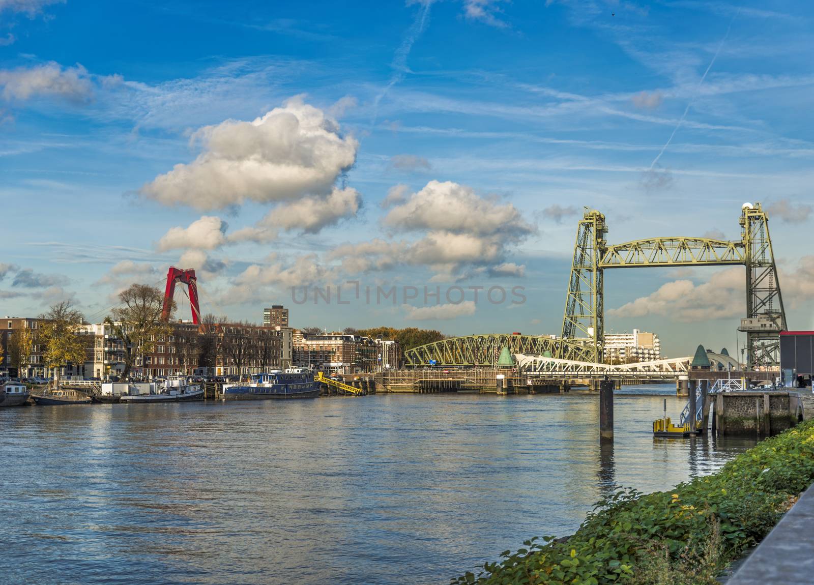 Monumental Koningshaven Railway Bridge (de Hef) in Rotterdam